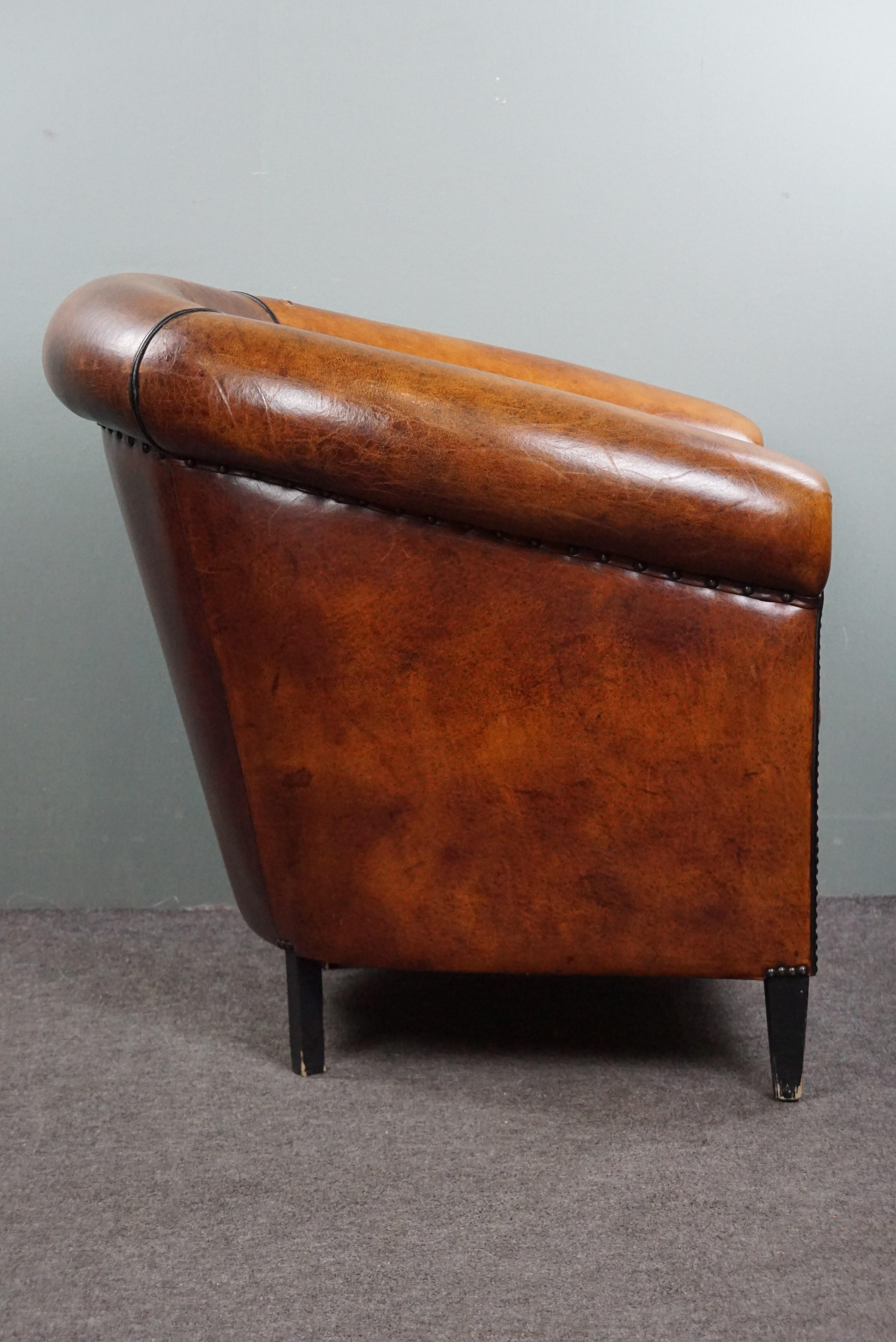 Contemporary Sheep Leather Club Armchair For Sale