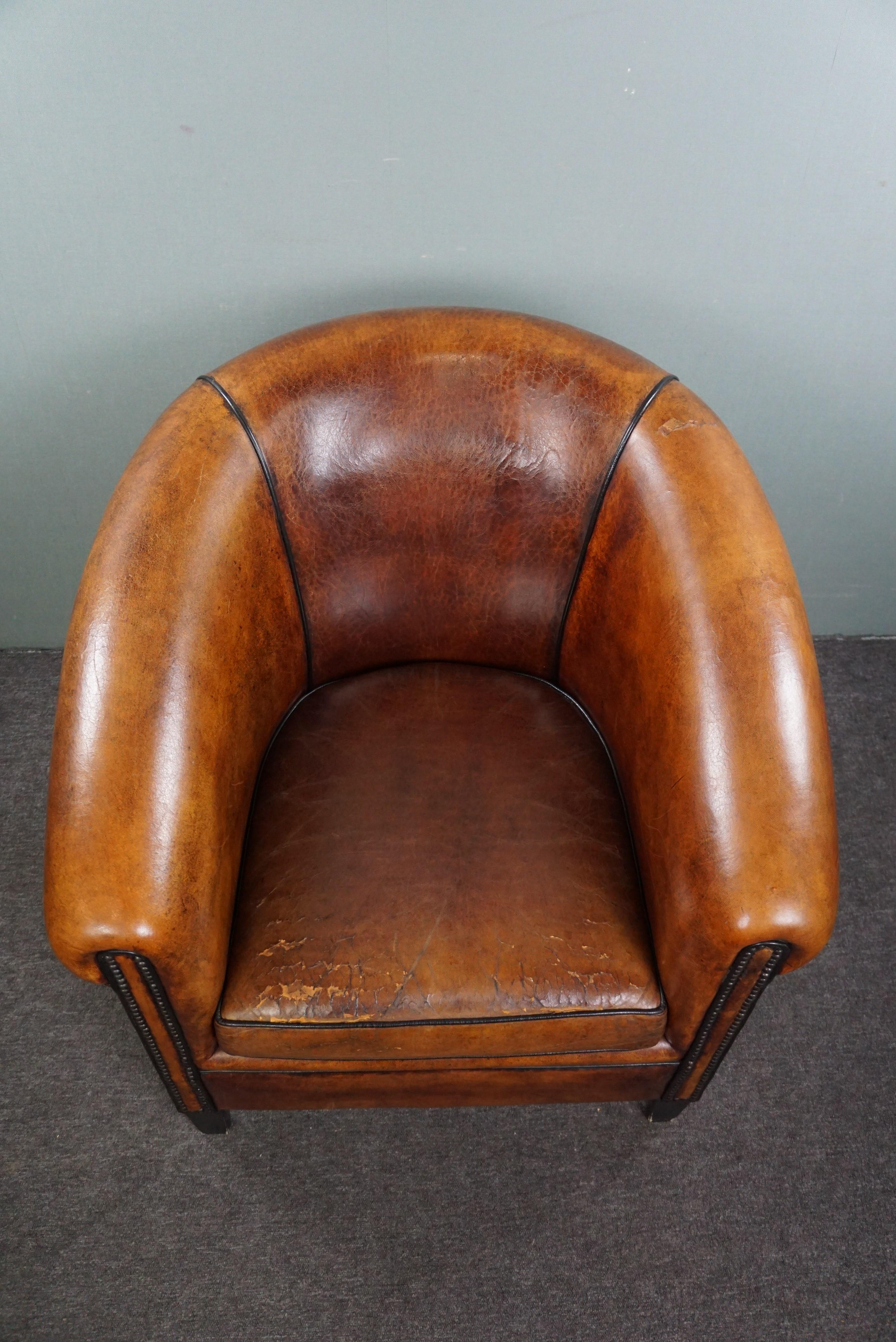 Sheep Leather Club Armchair For Sale 3