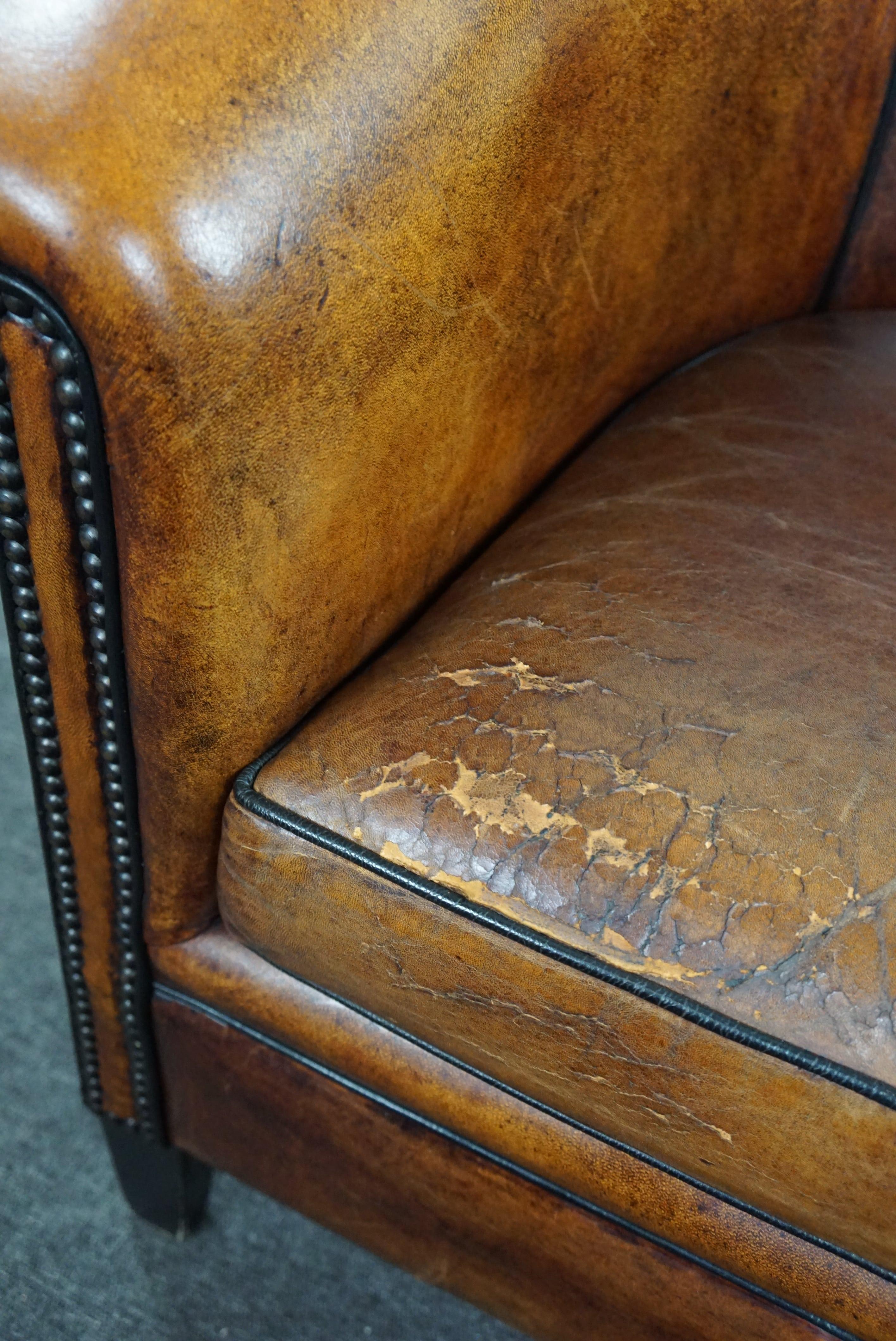 Sheep Leather Club Armchair For Sale 4
