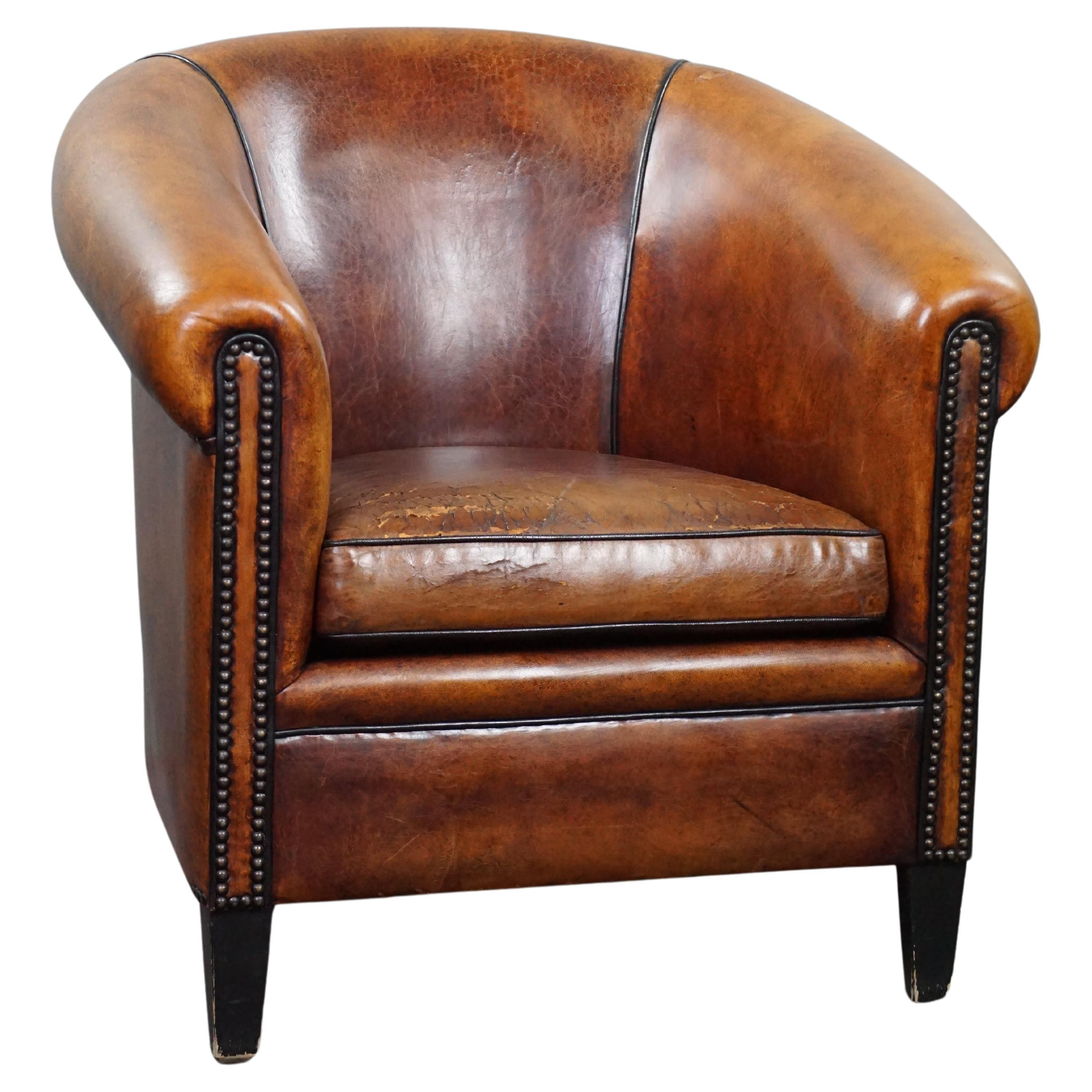 Sheep Leather Club Armchair For Sale