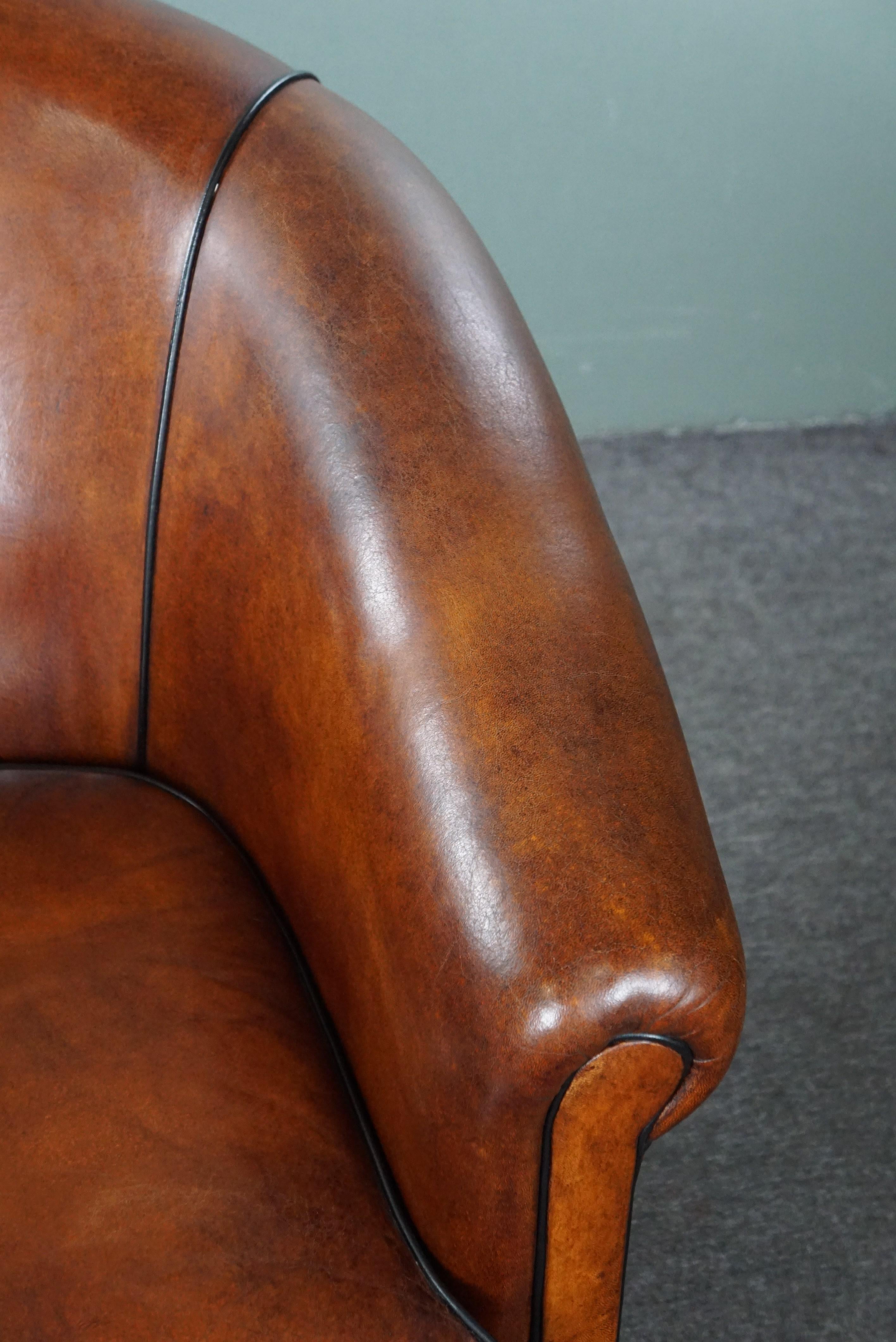 Sheep leather club clubchair in very good condition For Sale 1