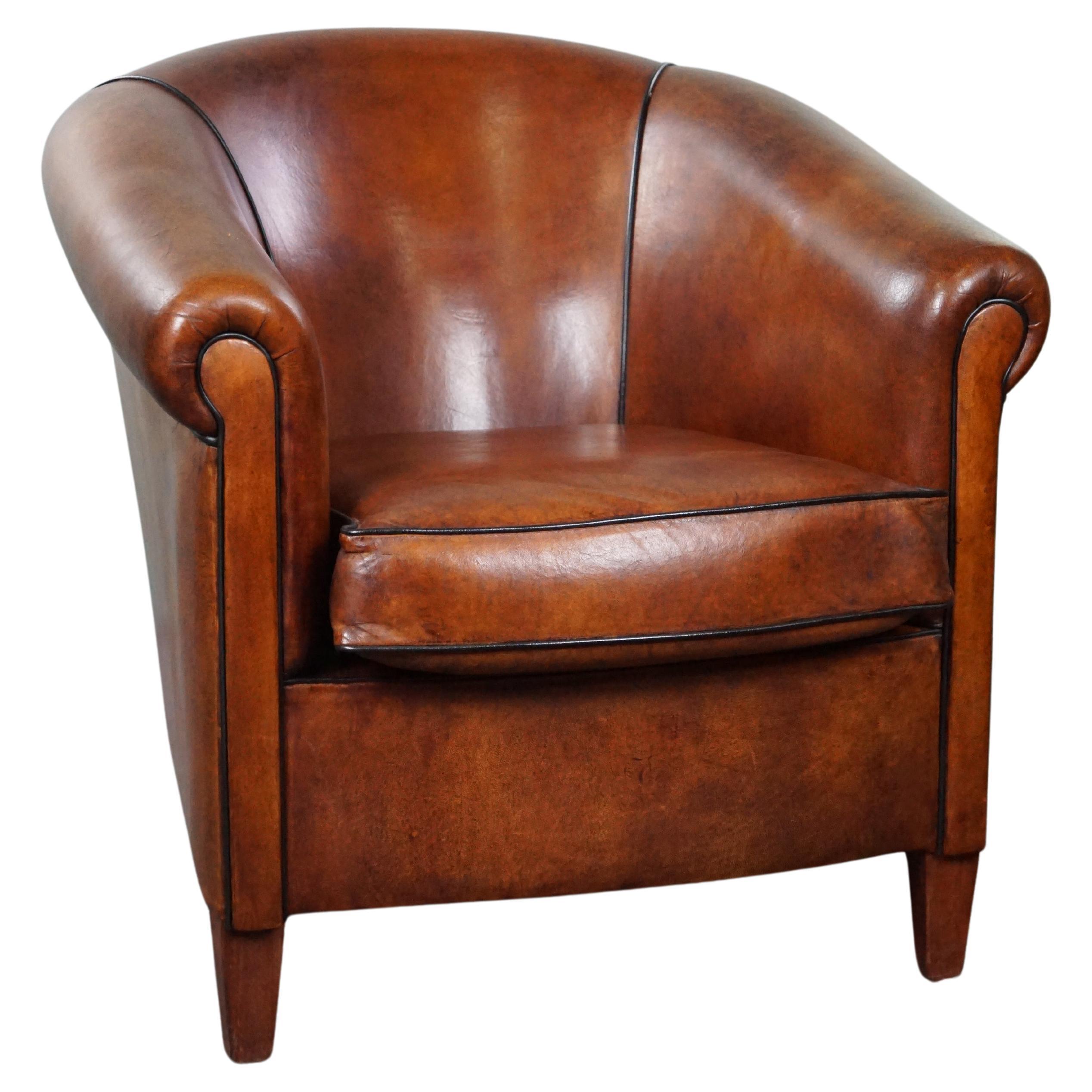 Sheep leather club clubchair in very good condition For Sale