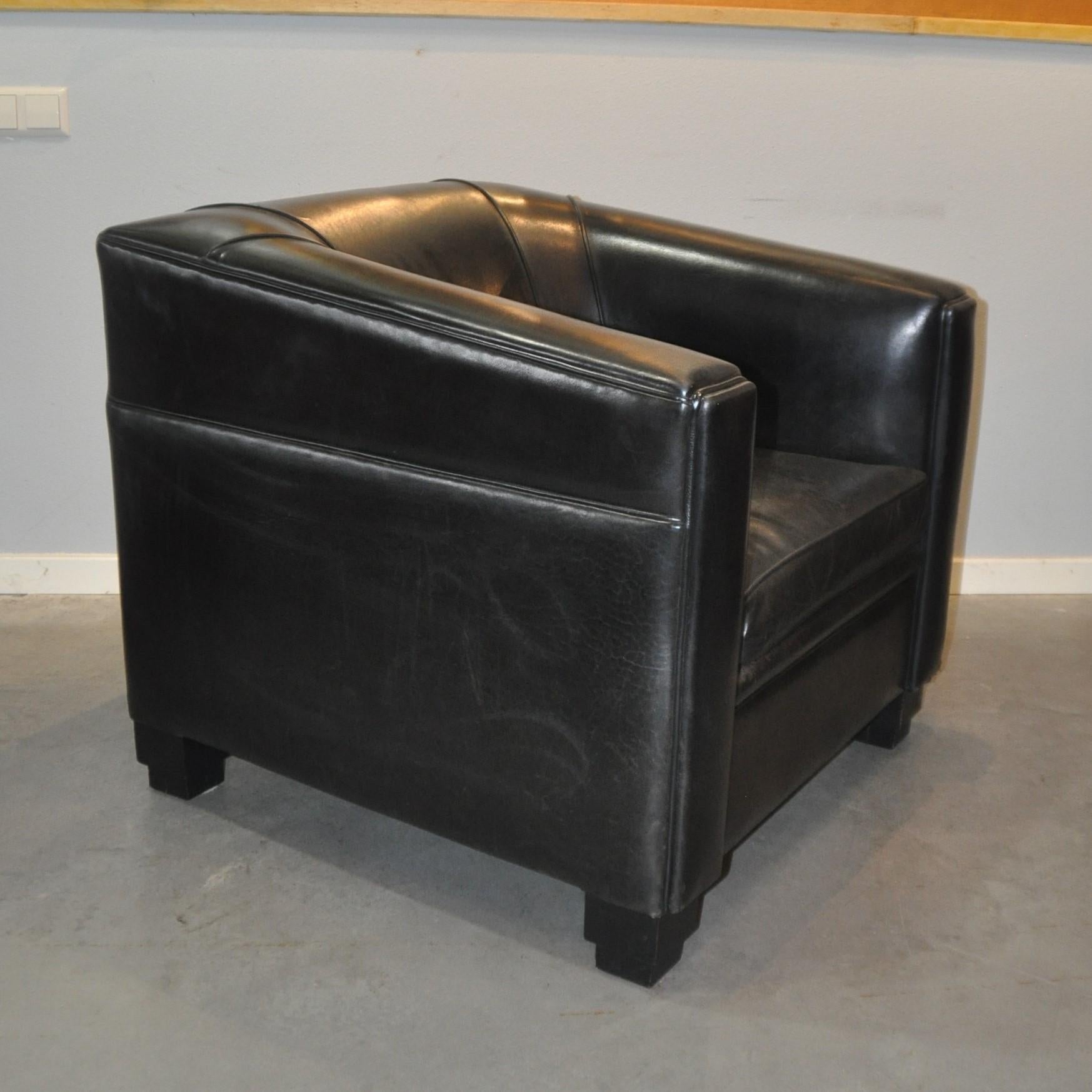 Sheep Leather Lounge Chair in Art Deco Style by Lounge Atelier Model, Texas In Good Condition In Hellouw, NL