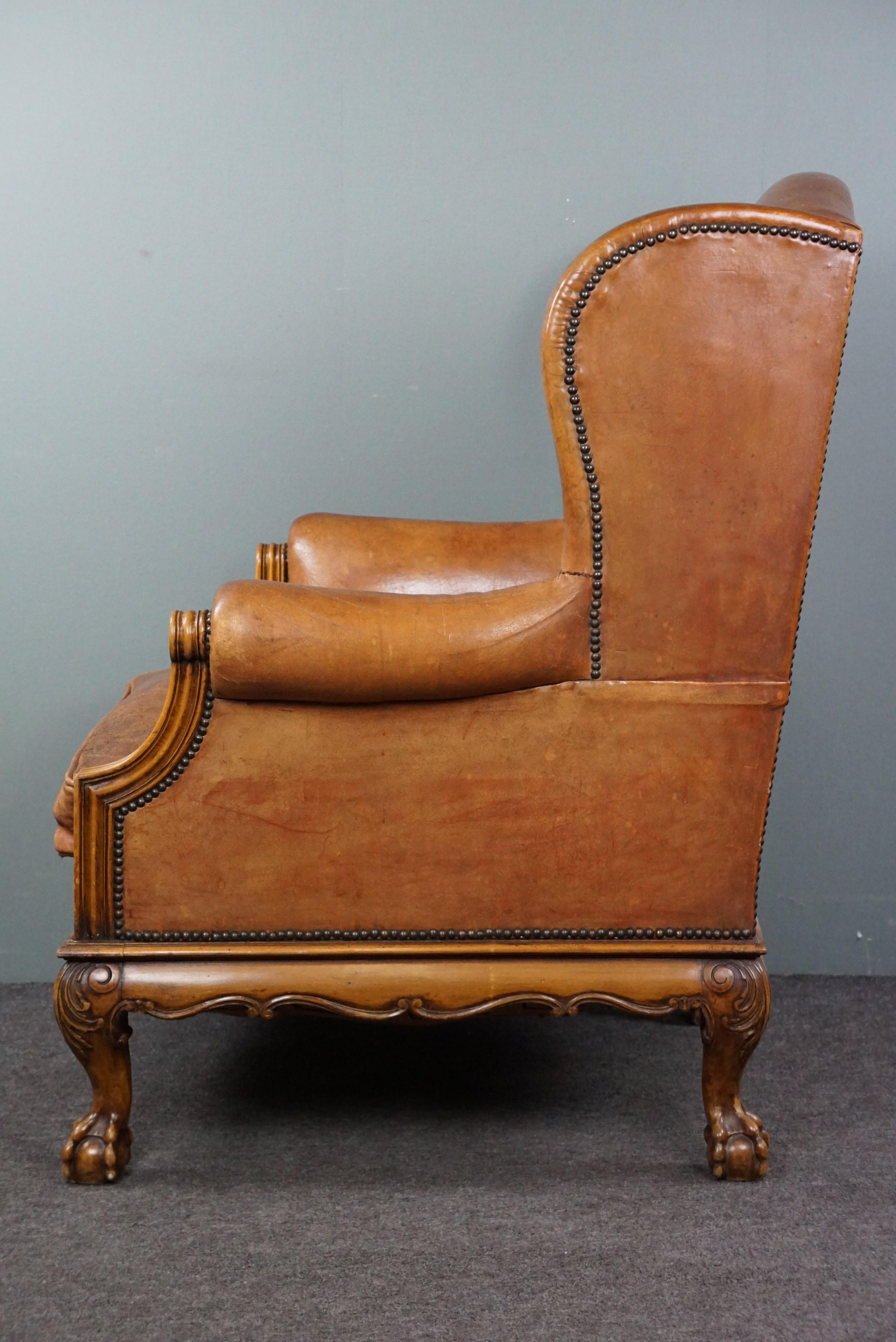 Sheep leather wing chair For Sale 2