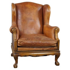 Sheep leather wing chair