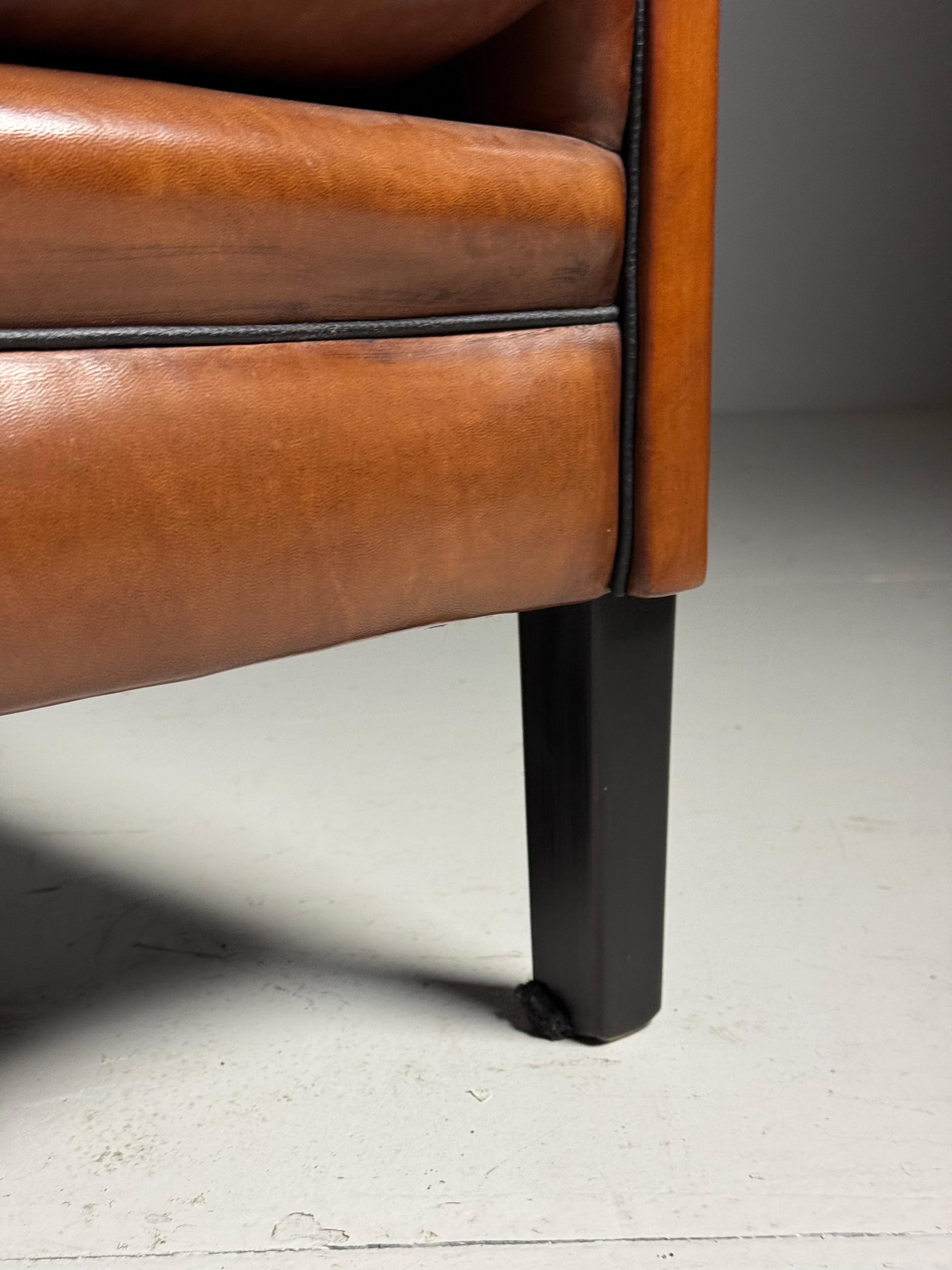 Poltrona wingback in pelle di pecora in vendita 4