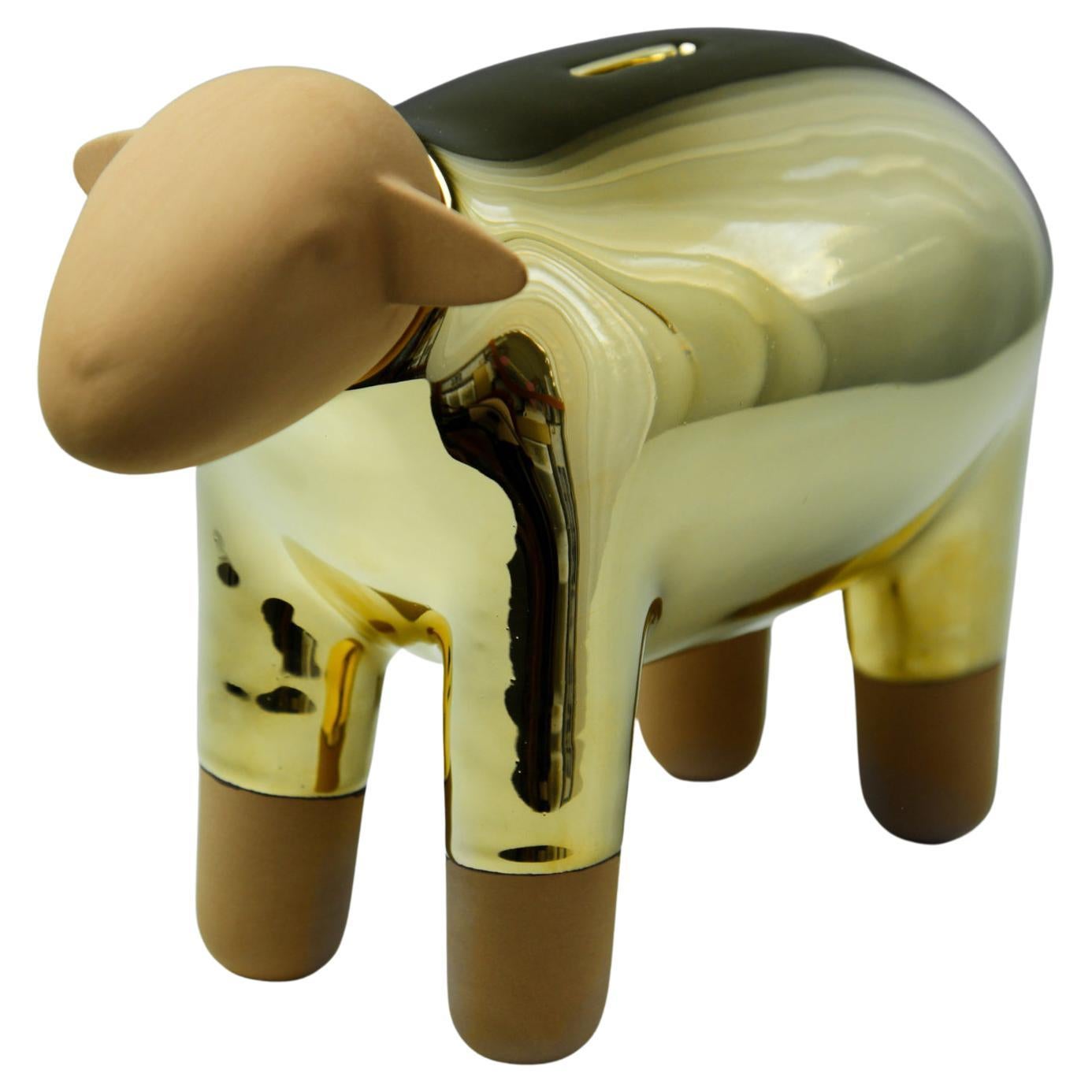 Sheep Moneybox Pop Art, 22K Gold, Made in Italy, 2022, New Collection For Sale