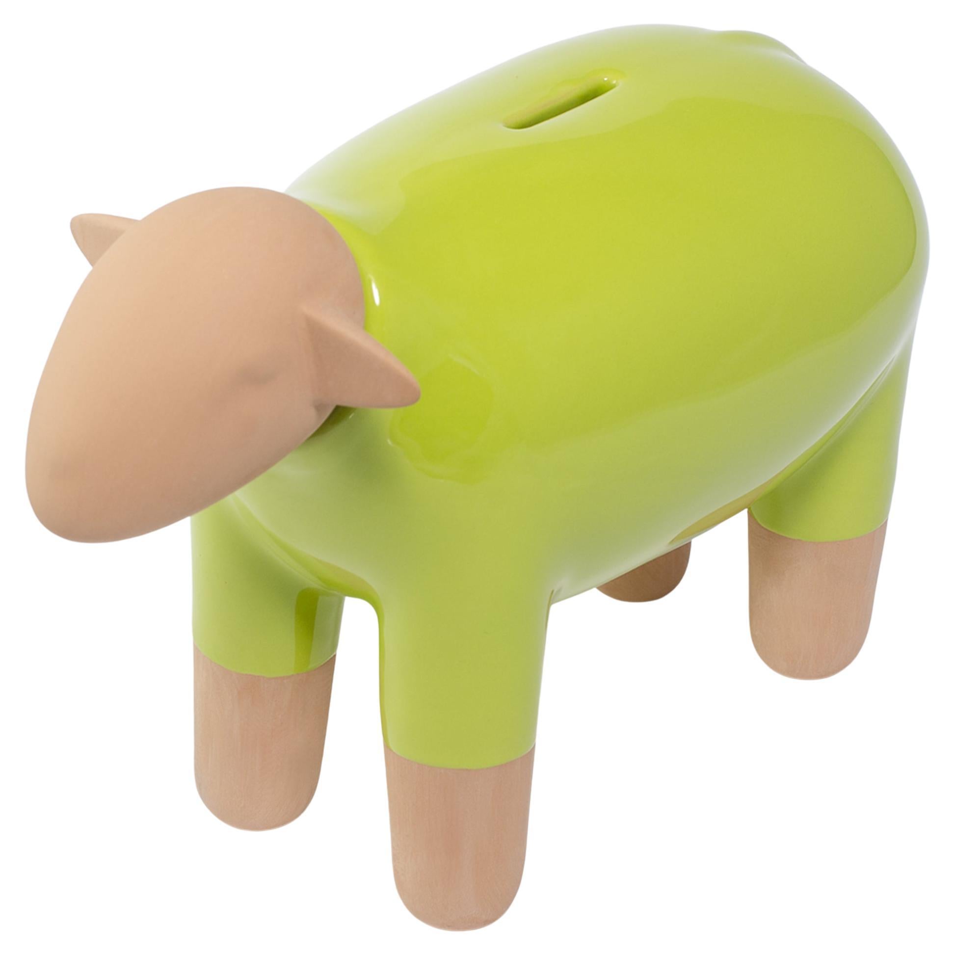Sheep Moneybox Pop Art, Green, Made in Italy, 2022, New Collection For Sale