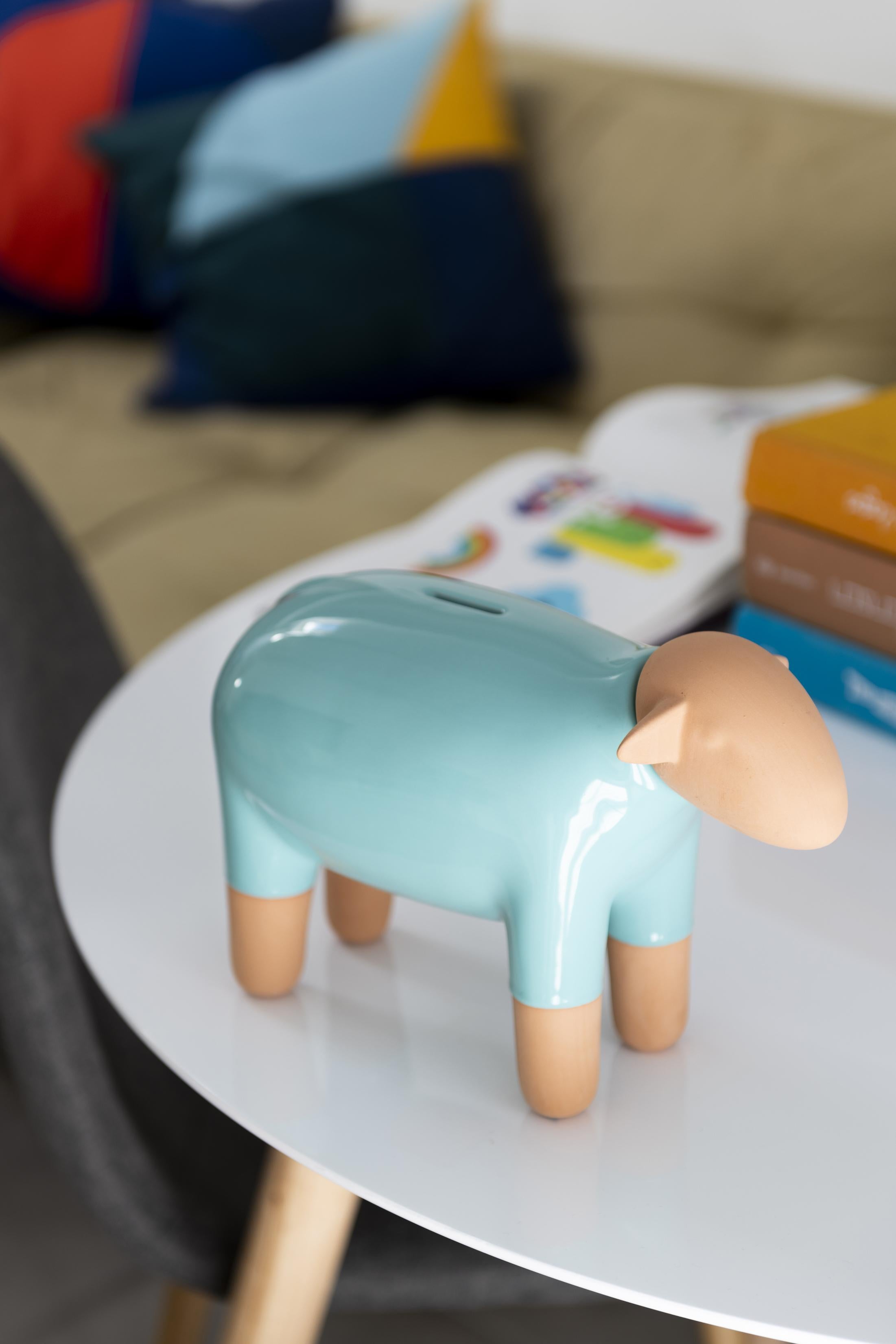 Modern Sheep Moneybox Pop Art, Pastel Blue, Made in Italy, 2022, New Collection For Sale