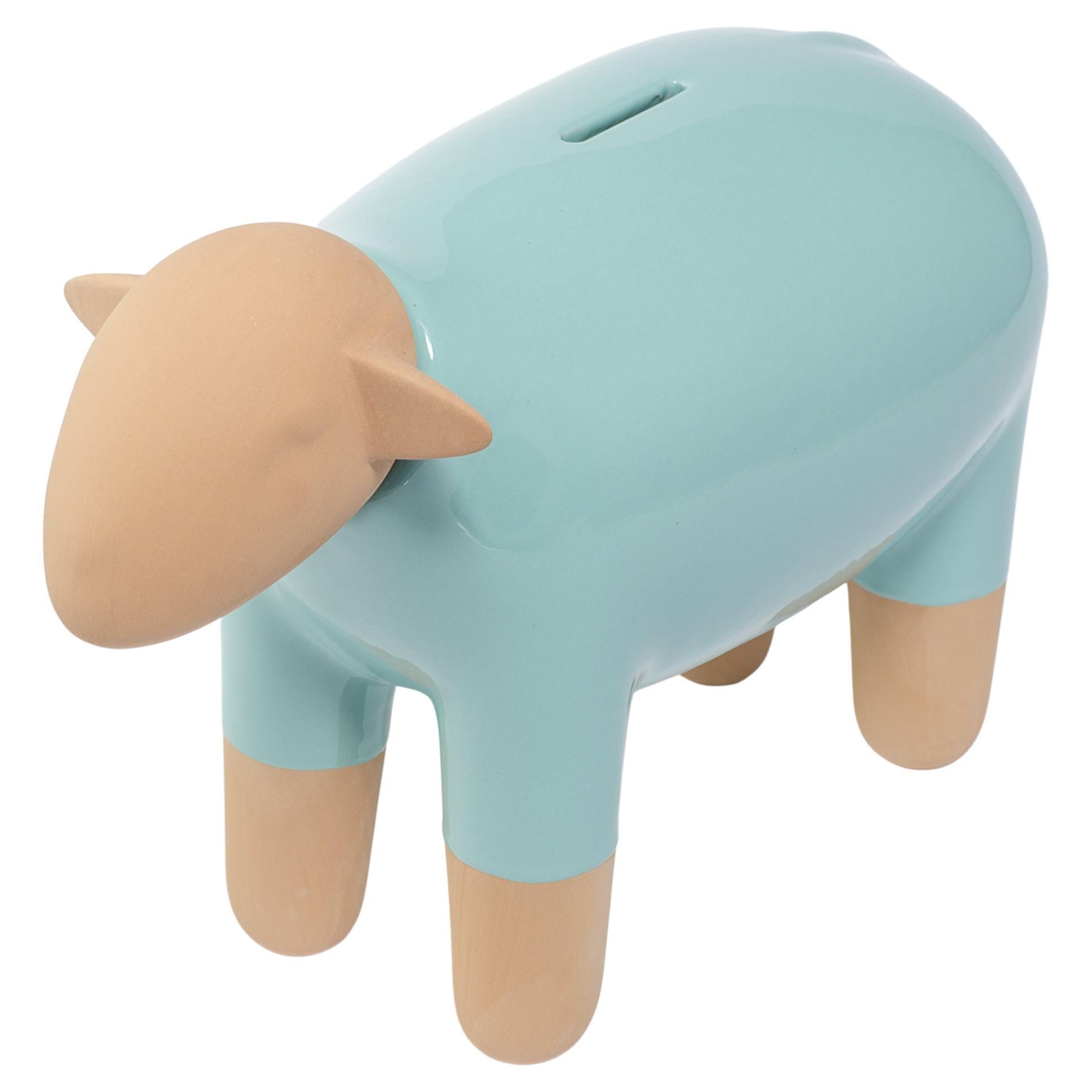 Sheep Moneybox Pop Art, Pastel Blue, Made in Italy, 2022, New Collection For Sale