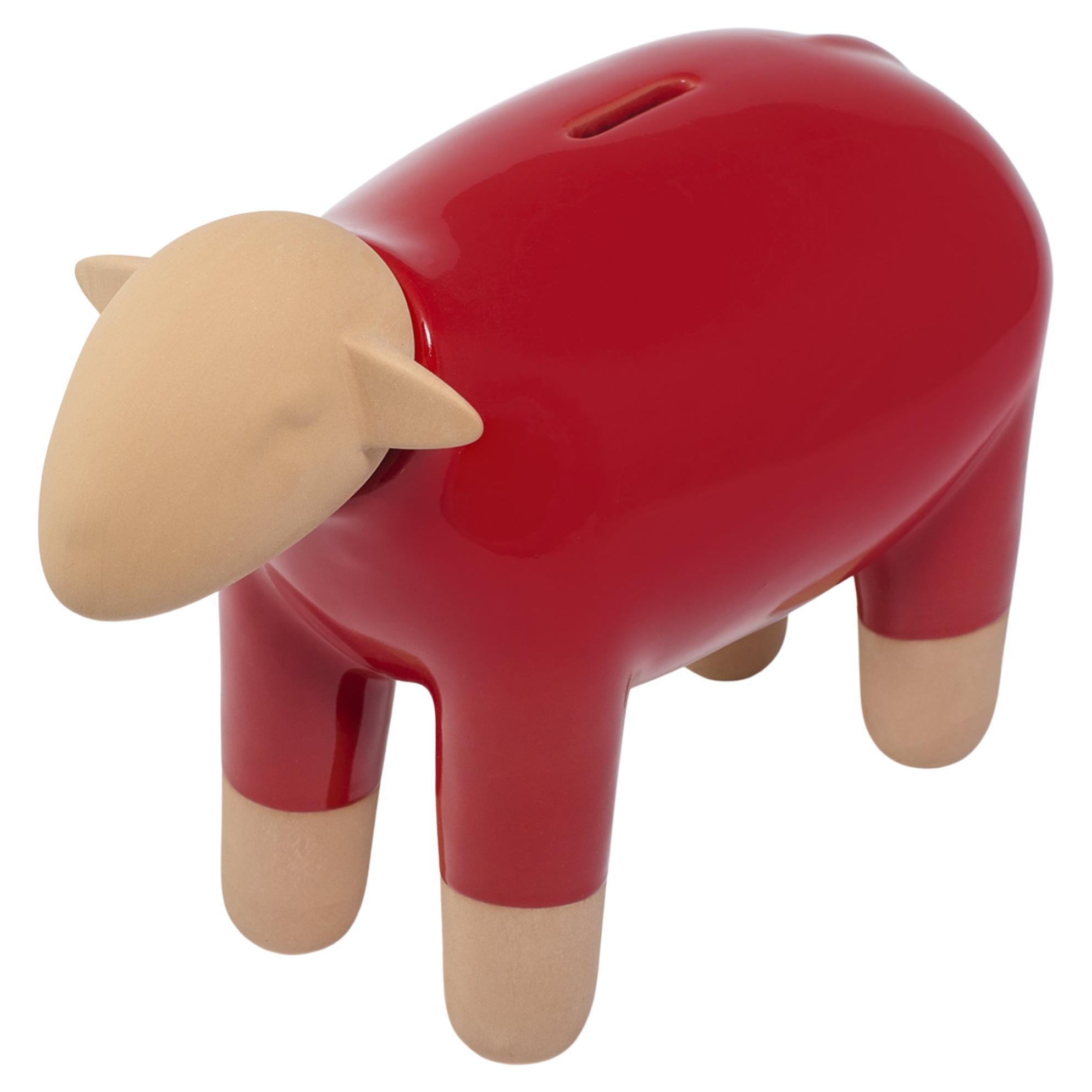 Sheep Moneybox Pop Art, Rot, Hergestellt in Italien, 2022, neue Kollektion im Angebot
