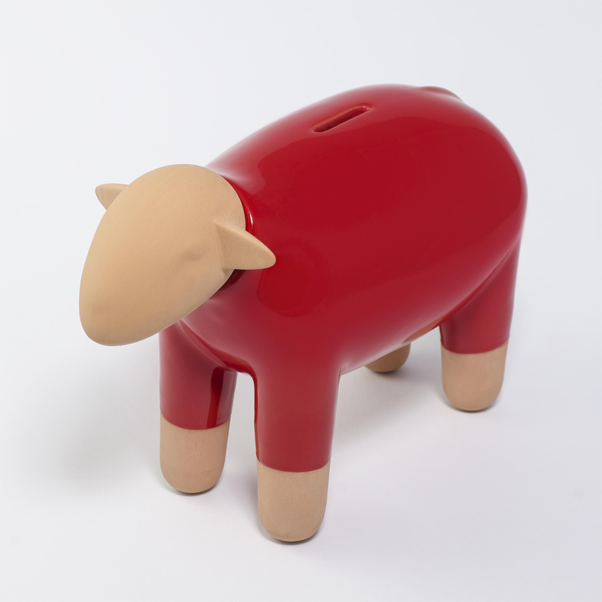 Sheep Moneybox Pop Art, 2er-Set, hergestellt in Italien, 2022, schwarz, rot (Italienisch) im Angebot