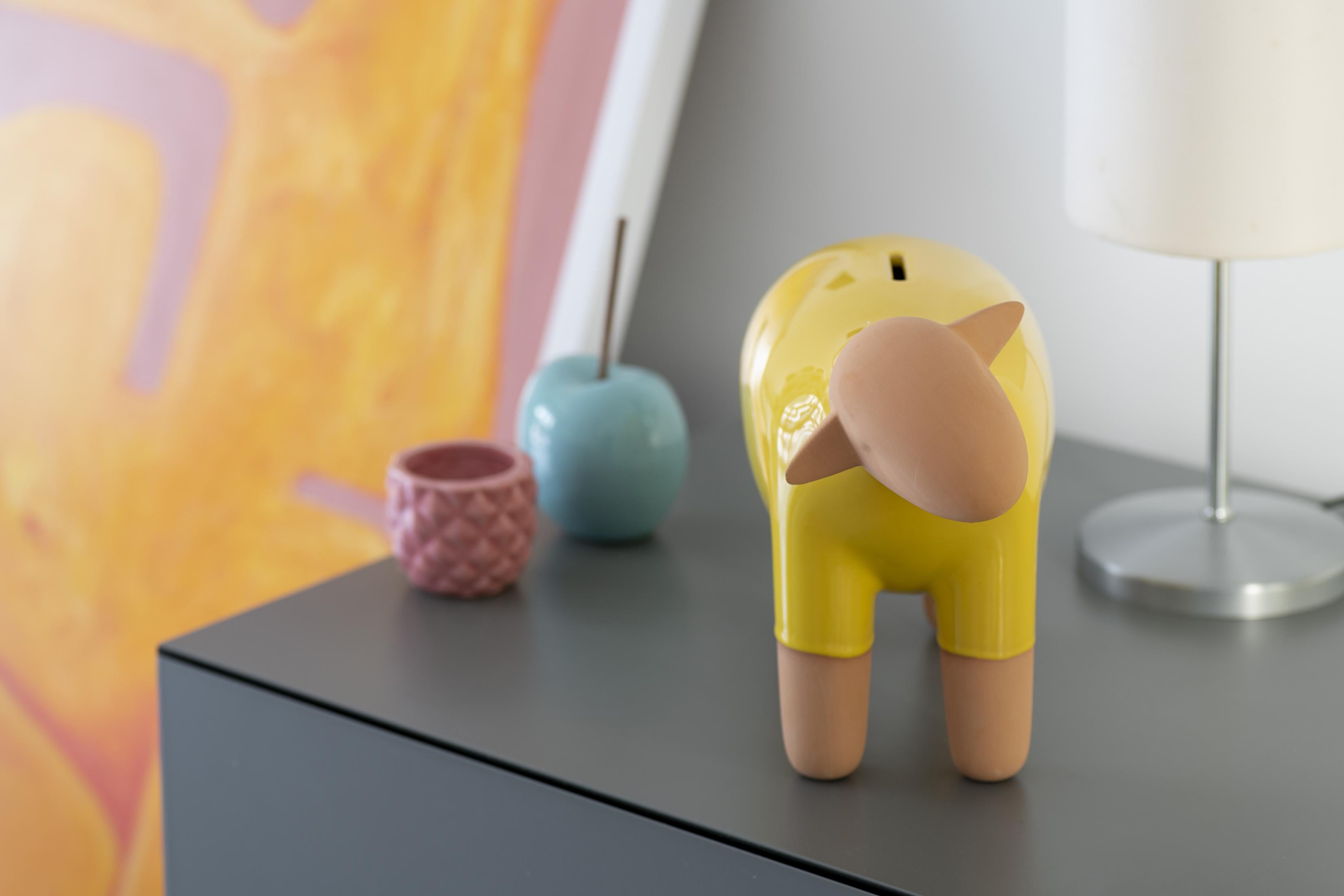 Hucha Oveja Pop Art, Amarilla, Made in Italy, 2022, Nueva Colección Moderno en venta