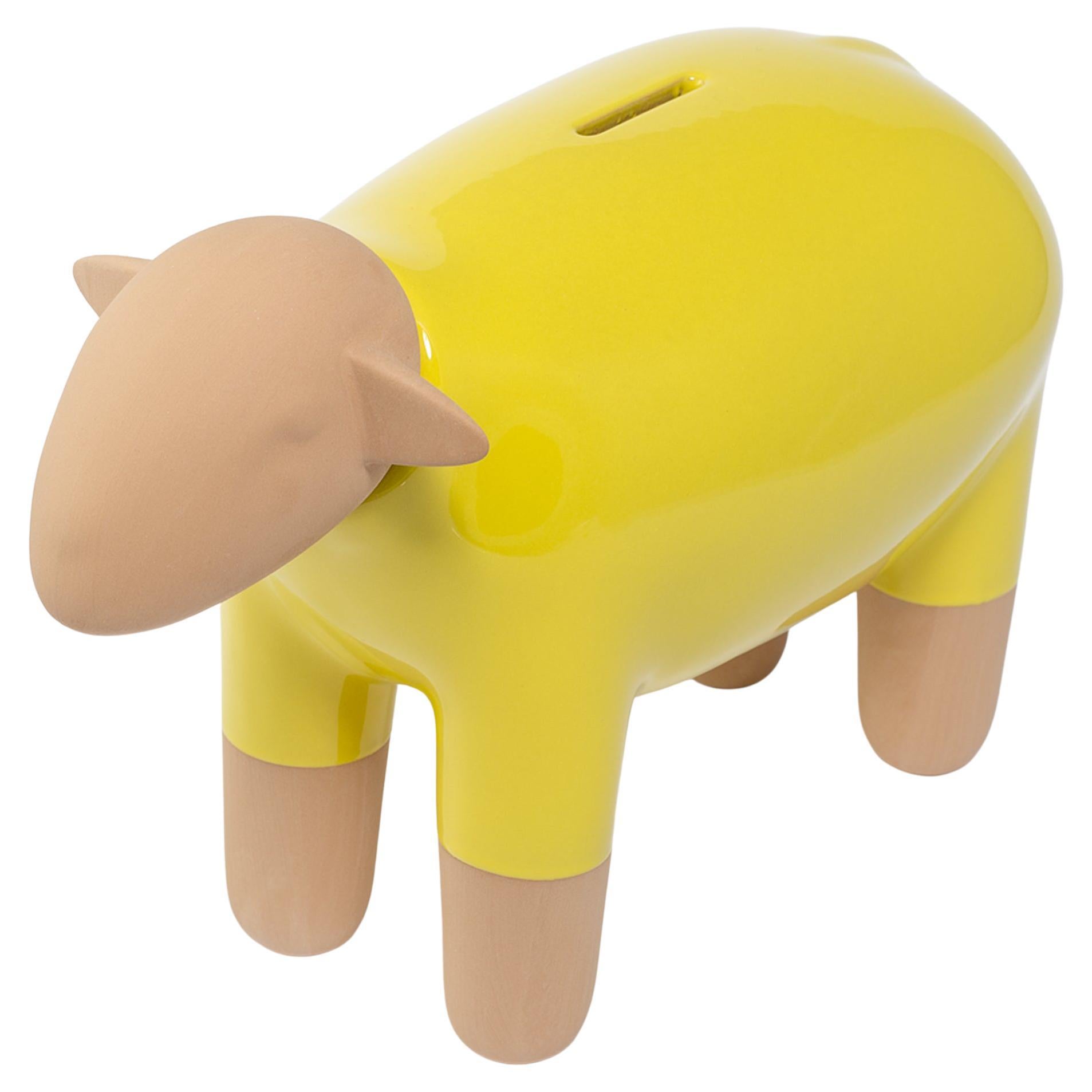 Sheep Moneybox Pop Art, Yellow, Made in Italy, 2022, New Collection For Sale