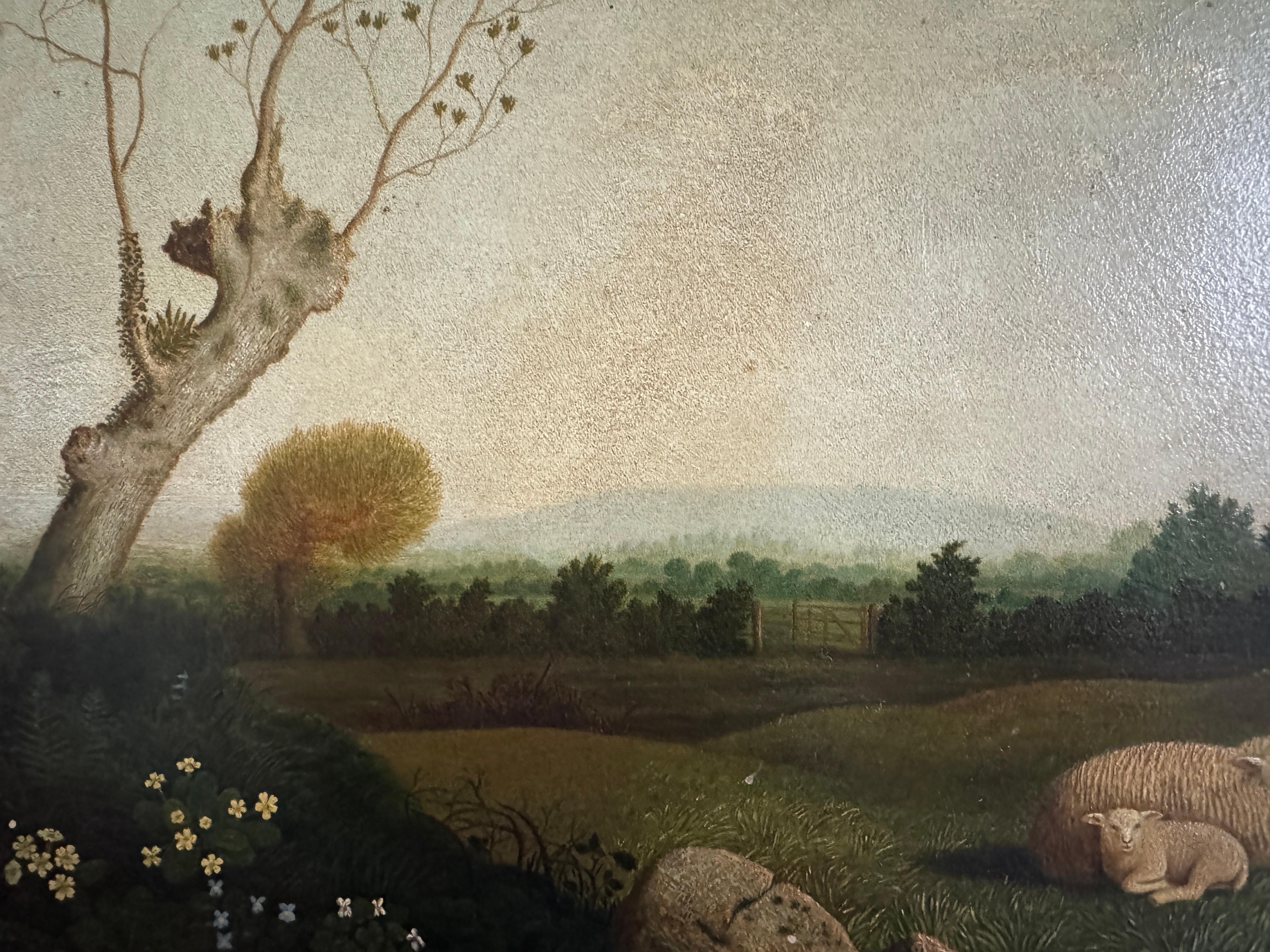 Hand-Painted 'Sheep Resting in Meadow' by Thomas Sidney Cooper c1845 For Sale
