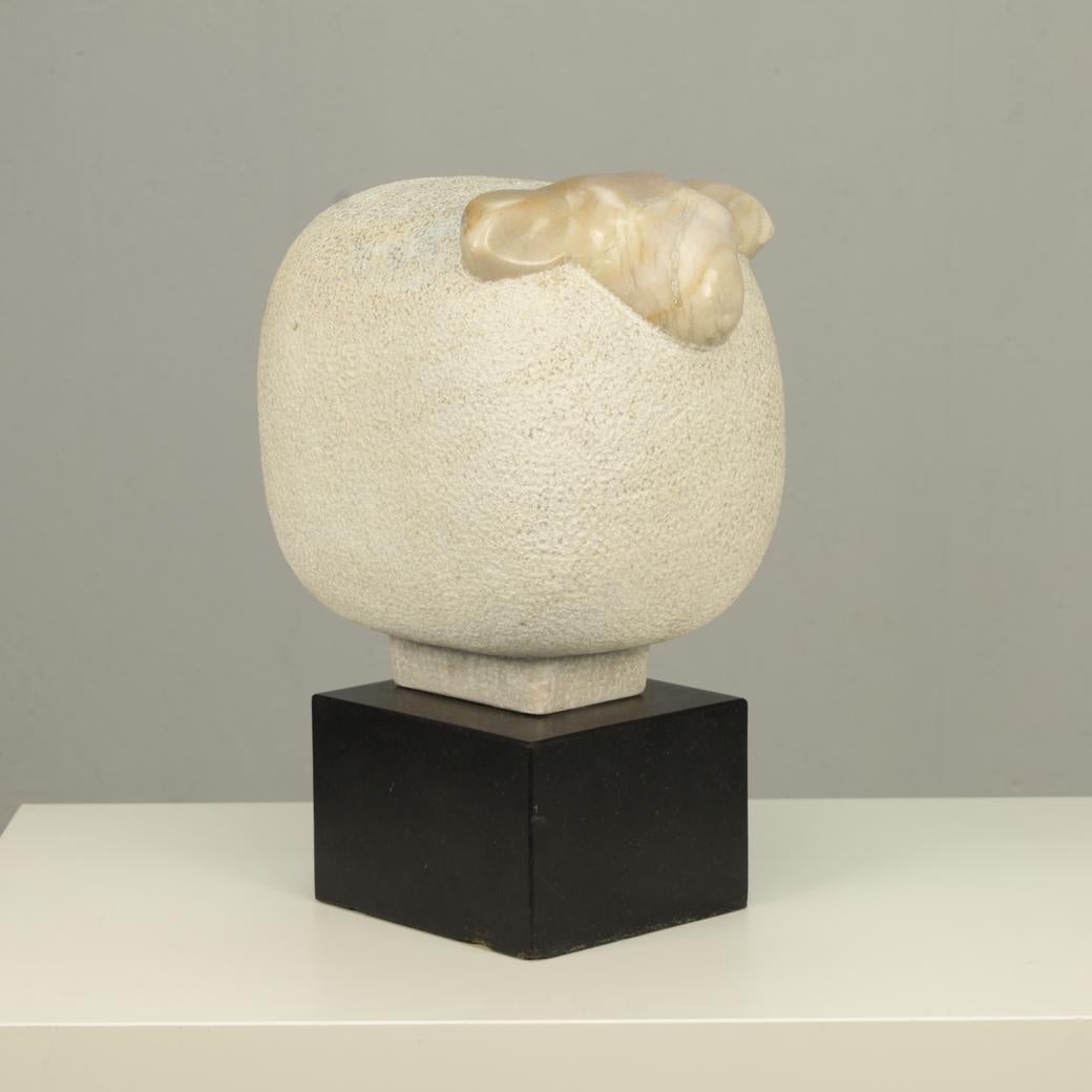 Dutch “Sheep” – Sculpted Marble Figure by Fanny Baan, 1995 For Sale