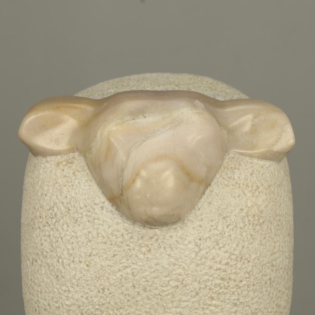Late 20th Century “Sheep” – Sculpted Marble Figure by Fanny Baan, 1995 For Sale