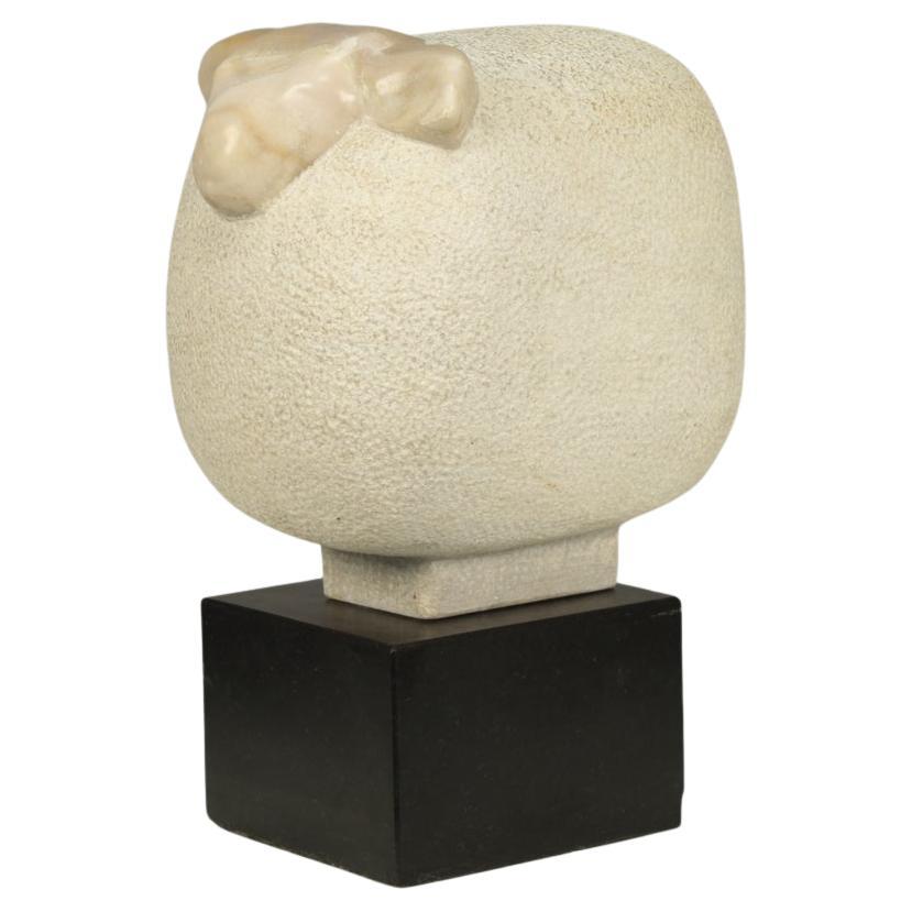 “Sheep” – Sculpted Marble Figure by Fanny Baan, 1995 For Sale