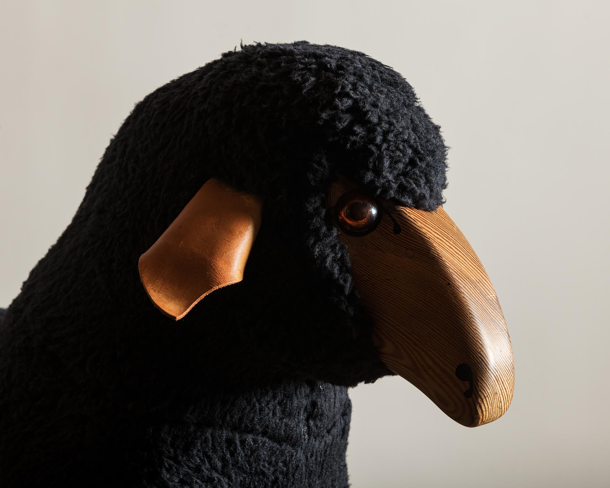 Sheep Sculpture in Black Sheepskin by Hans-Peter Krafft, Germany, 1970s 3