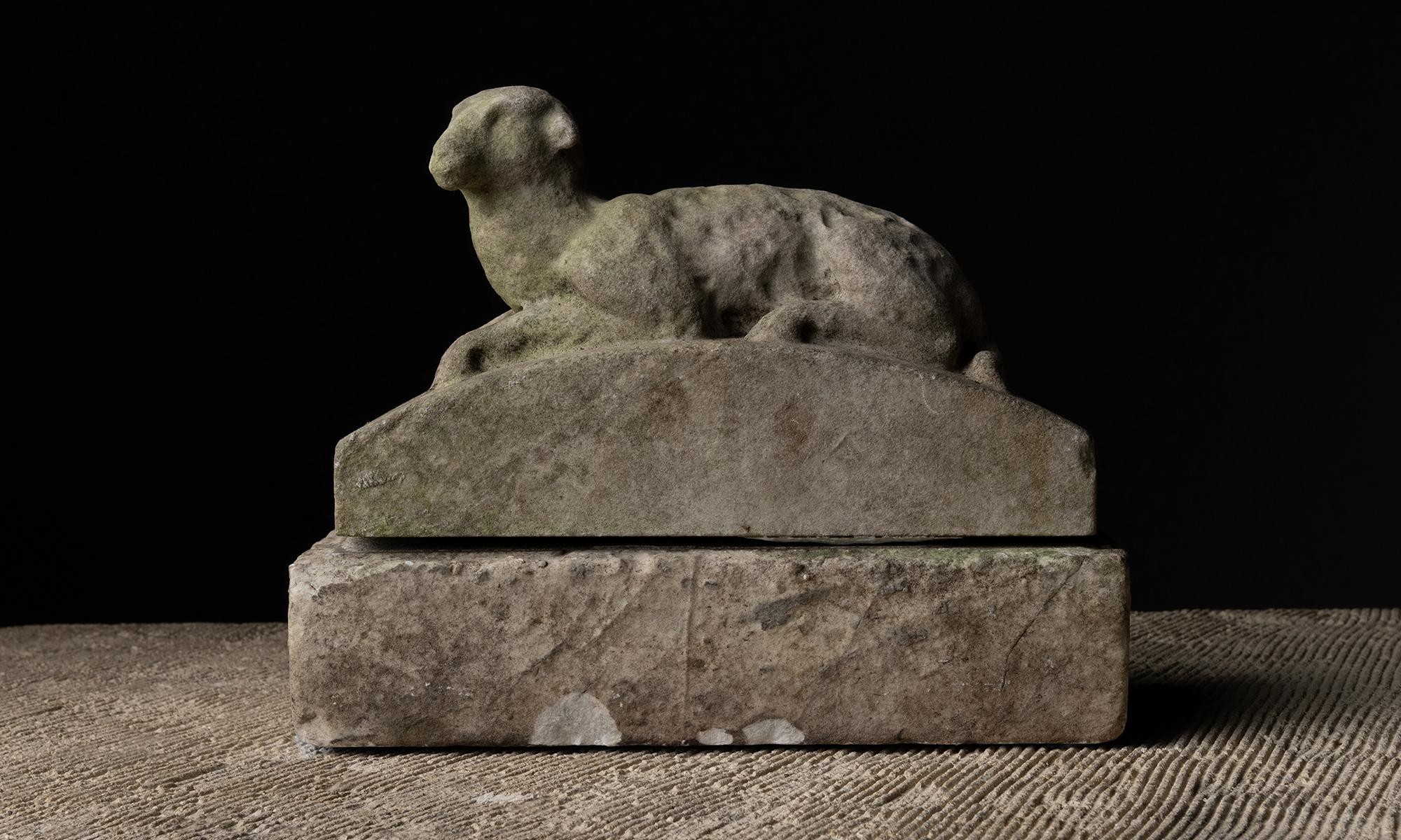 Italy circa 1840

Weathered marble sculpture of a sheep on a pedestal.

13”w x 6”d x 11”h