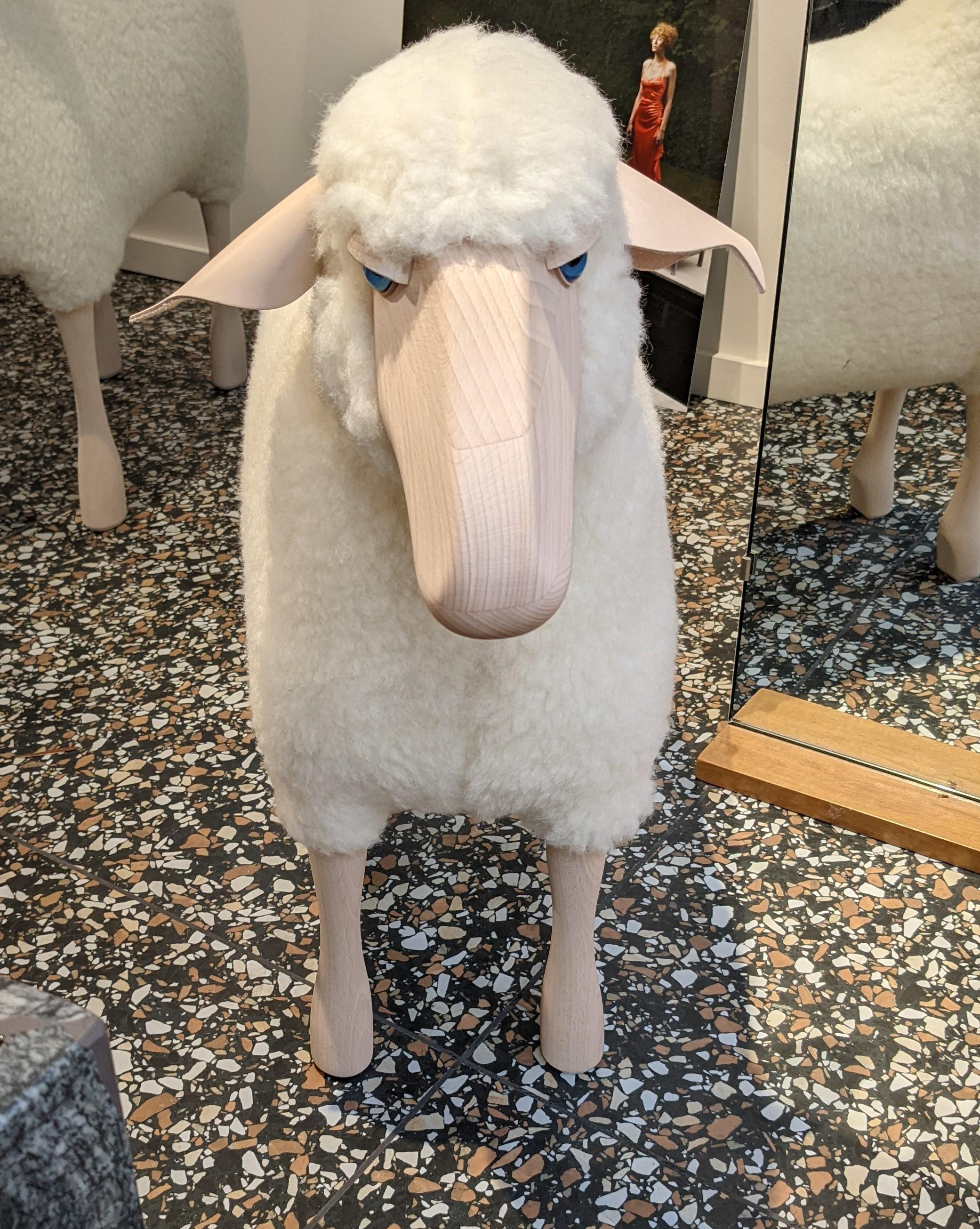 'Sheep' is a sculpture in the shape of a sheep created by Hans-Peter Krafft in the 1960s and handcrafted by Meier in Germany.

This sheep is designed as a piece of furniture and is strong enough to be used as a stool by adults and