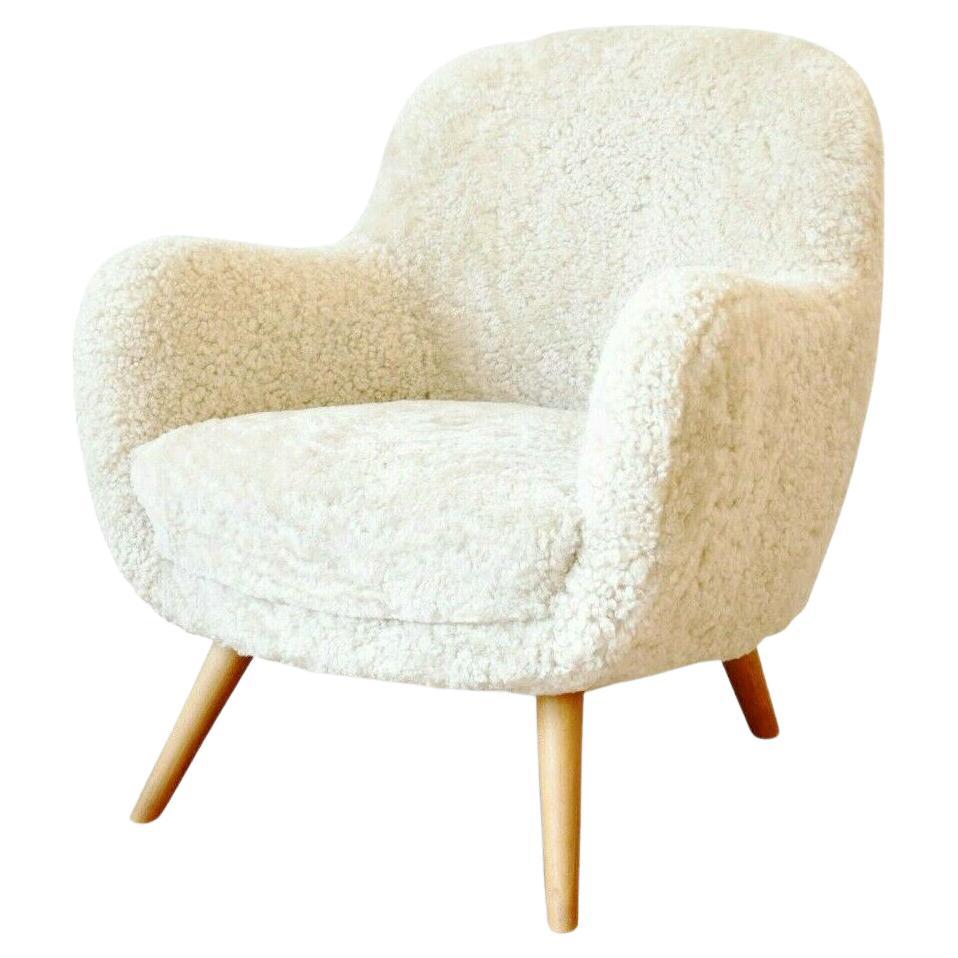 Sheep Skin and Oak Teddy Bear Tub Chair For Sale