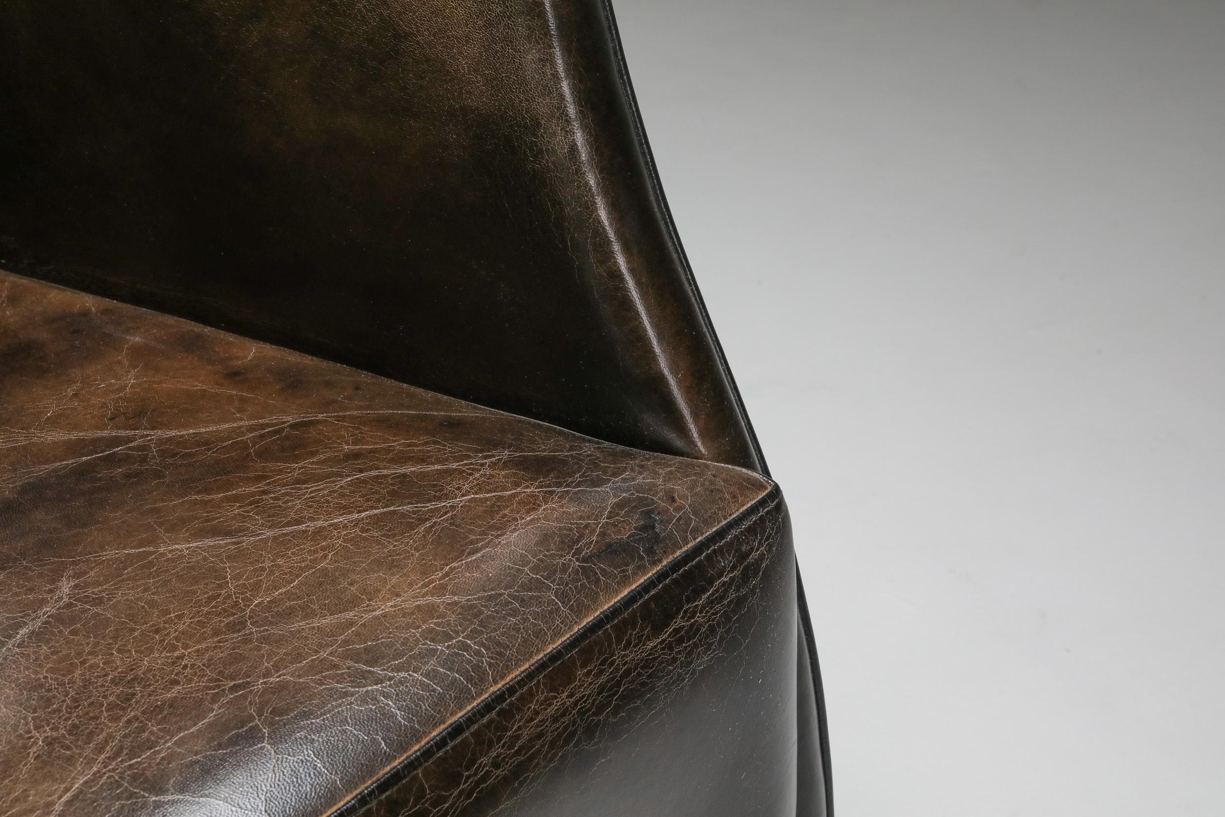 Leather Armchairs in Brown Grey Patina 7