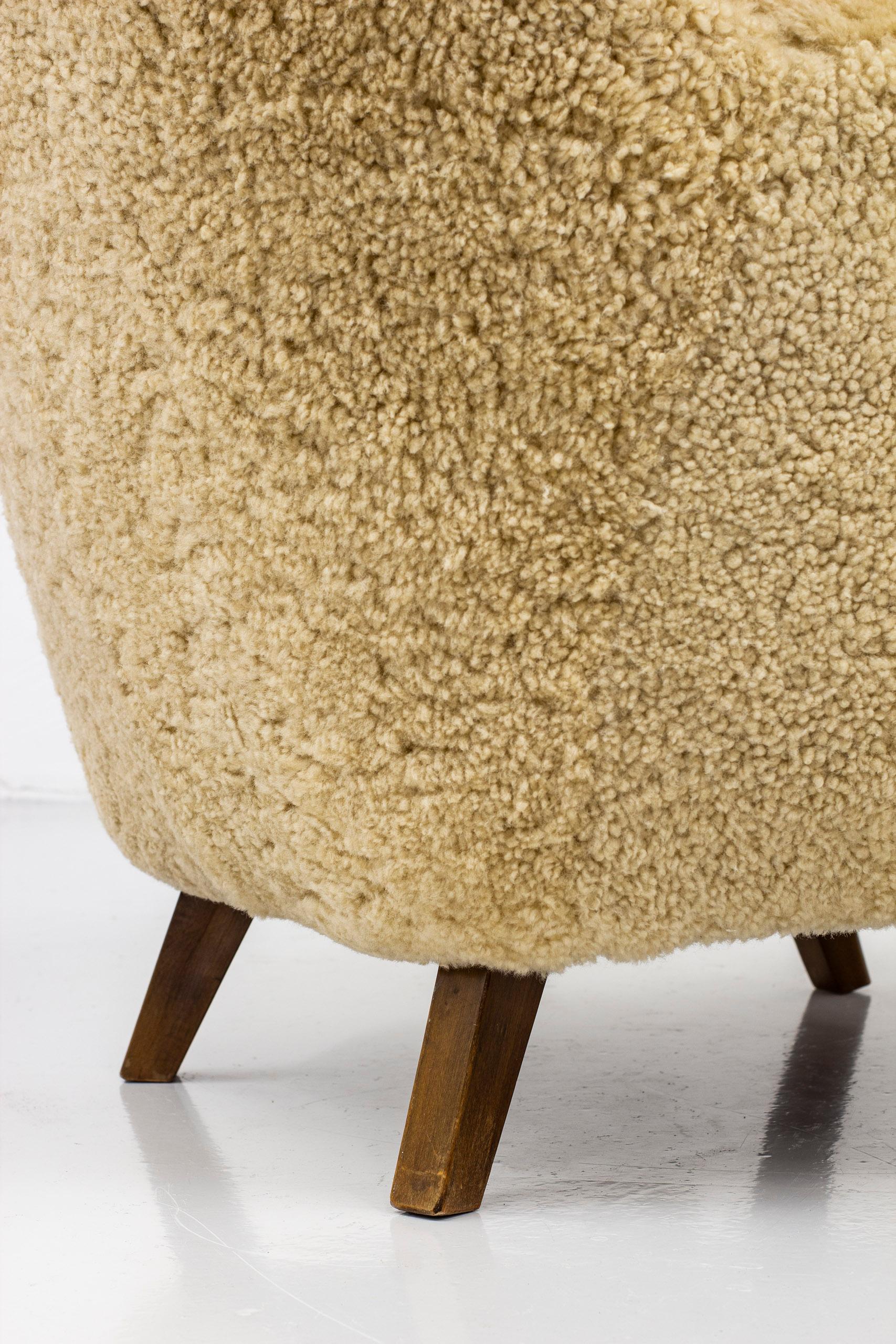 Sheep Skin Lounge Chair by Alfred Christensen, Denmark, 1950s 3