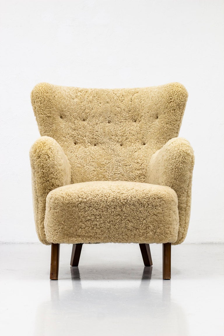 Sheep Skin Lounge Chair by Alfred Christensen, Denmark, 1950s For Sale 4