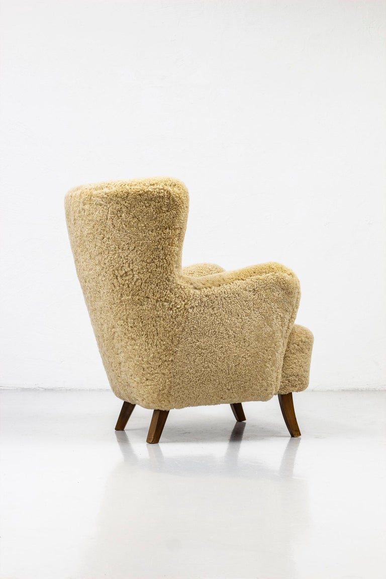 Sheep Skin Lounge Chair by Alfred Christensen, Denmark, 1950s For Sale 5