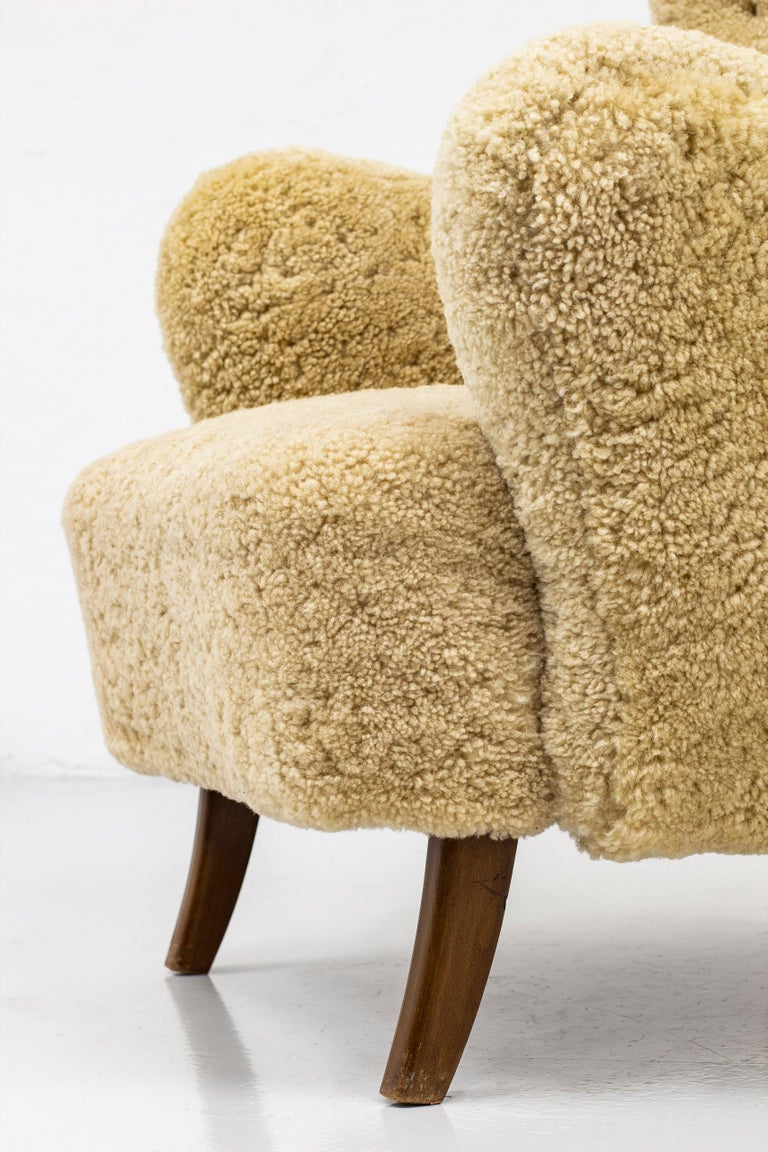 Sheep Skin Lounge Chair by Alfred Christensen, Denmark, 1950s For Sale 2