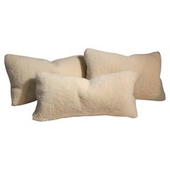 Sheep Skin Pillows W /Homespun Linen Backing -3