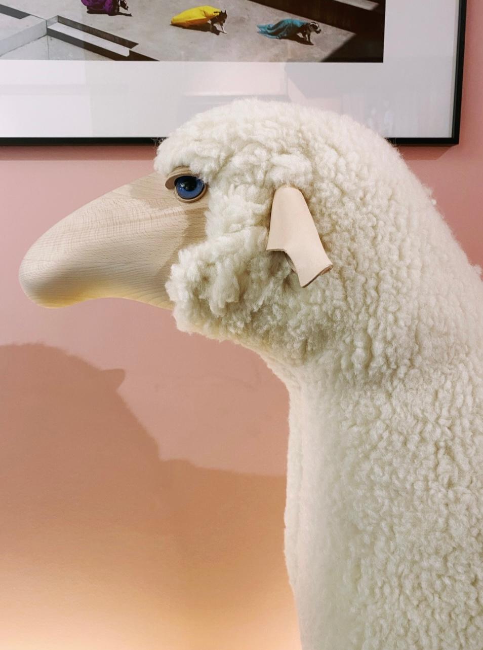 Contemporary Handmade sheep white wool plush by Hans-Peter Krafft, Meier Germany.  For Sale