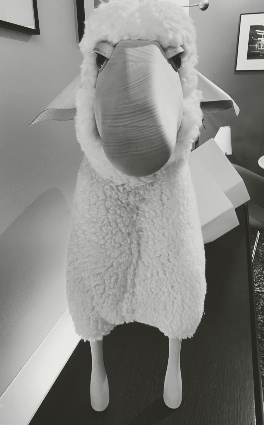 Leather Handmade sheep white wool plush by Hans-Peter Krafft, Meier Germany.  For Sale