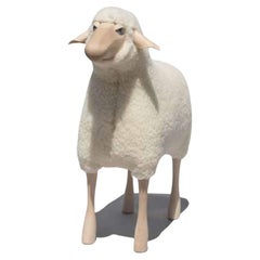 Vintage Handmade sheep white wool plush by Hans-Peter Krafft, Meier Germany. 