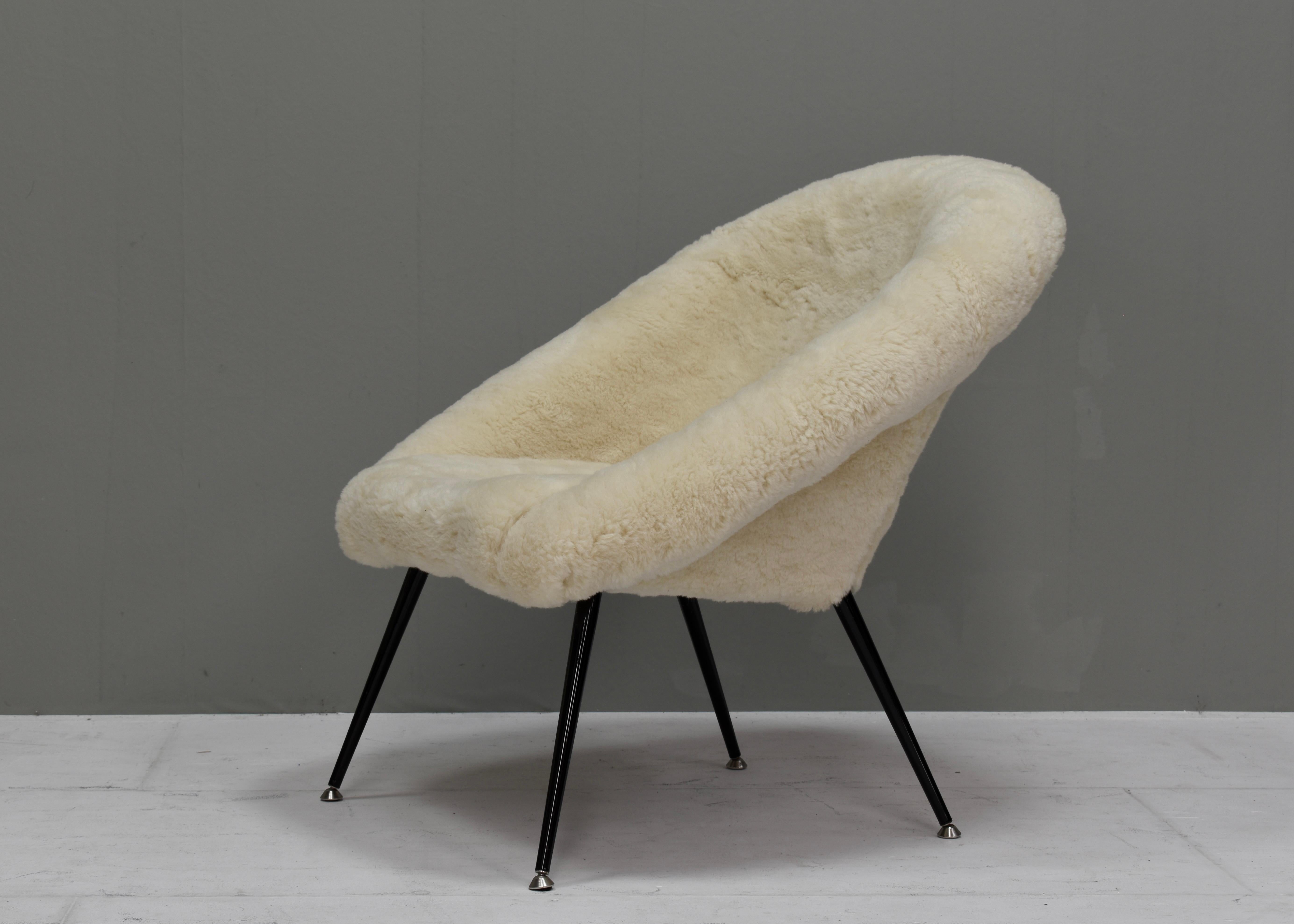 Sheep Wool Armchair by or in the Manor Fritz Neth, Germany, circa 1970 5