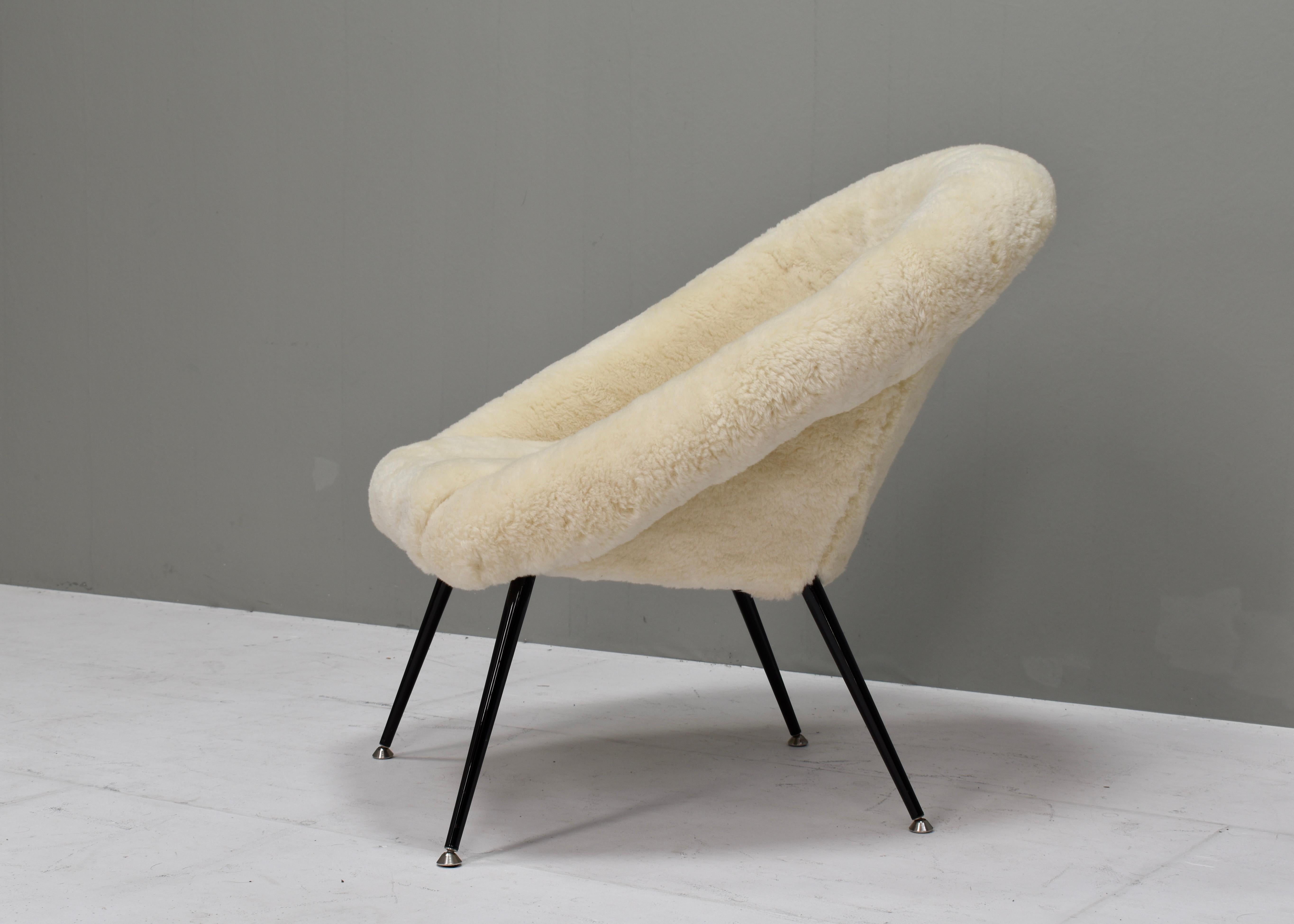 Sheep Wool Armchair by or in the Manor Fritz Neth, Germany, circa 1970 6