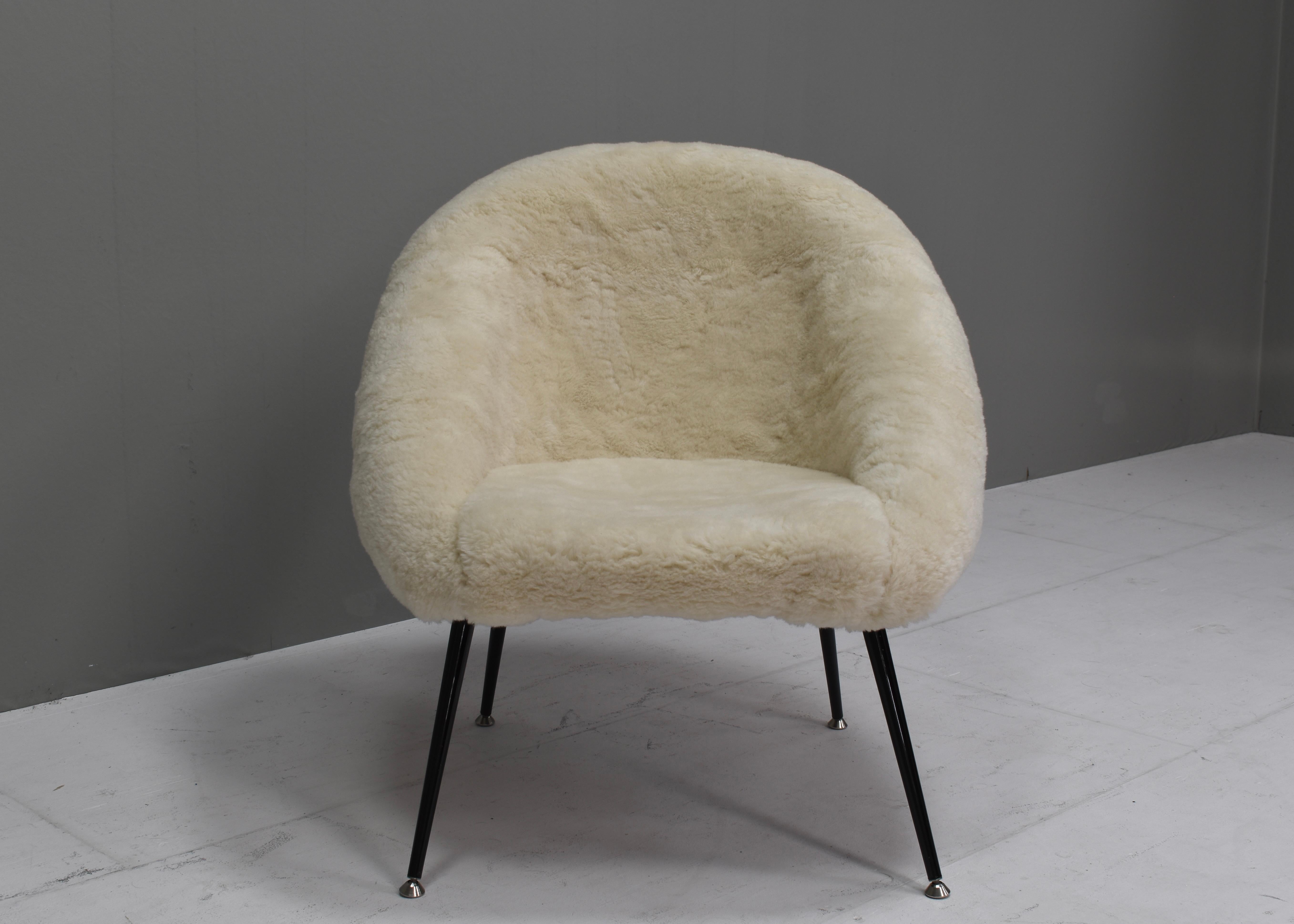 Sheep Wool Armchair by or in the Manor Fritz Neth, Germany, circa 1970 1