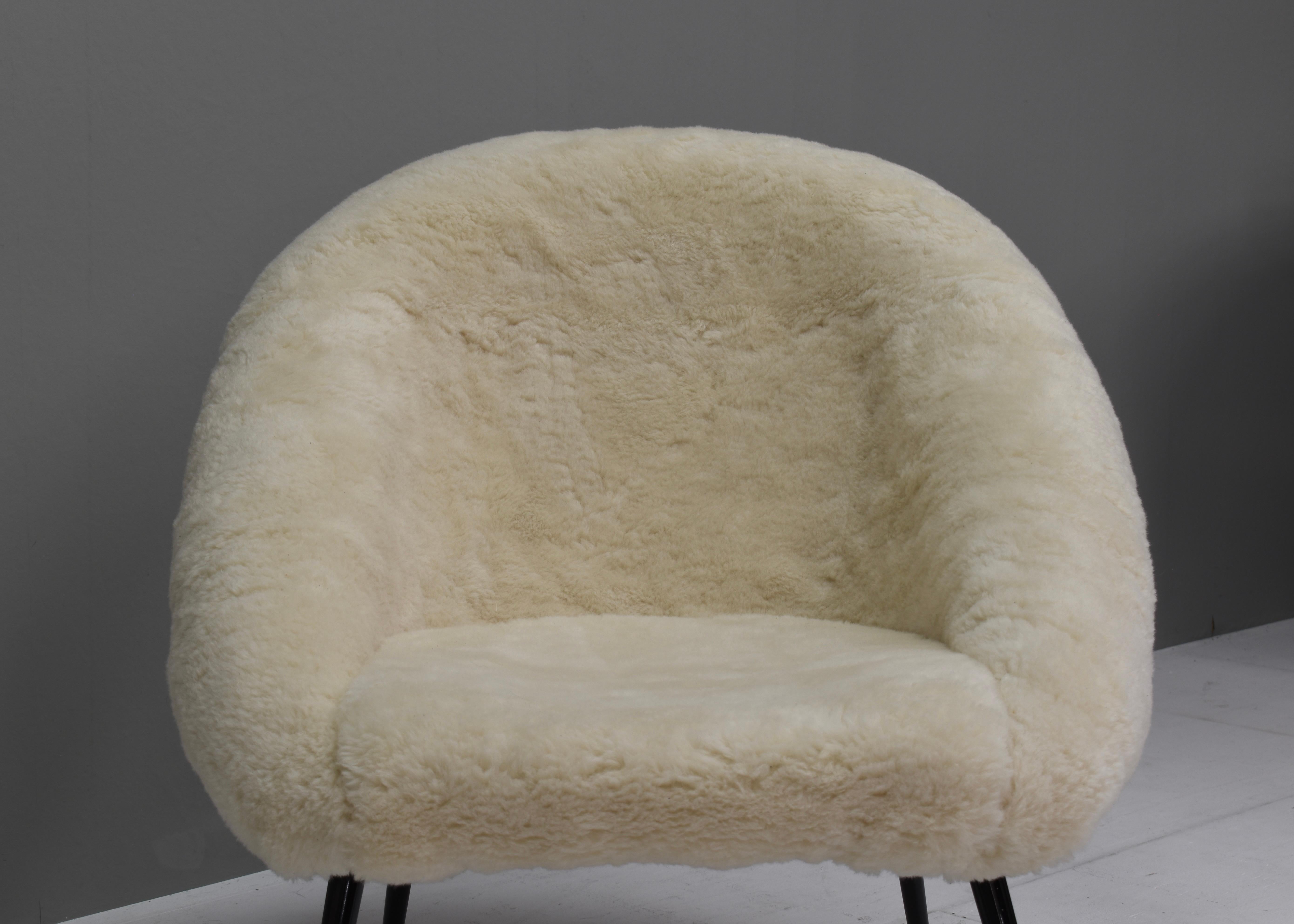 Sheep Wool Armchair by or in the Manor Fritz Neth, Germany, circa 1970 2