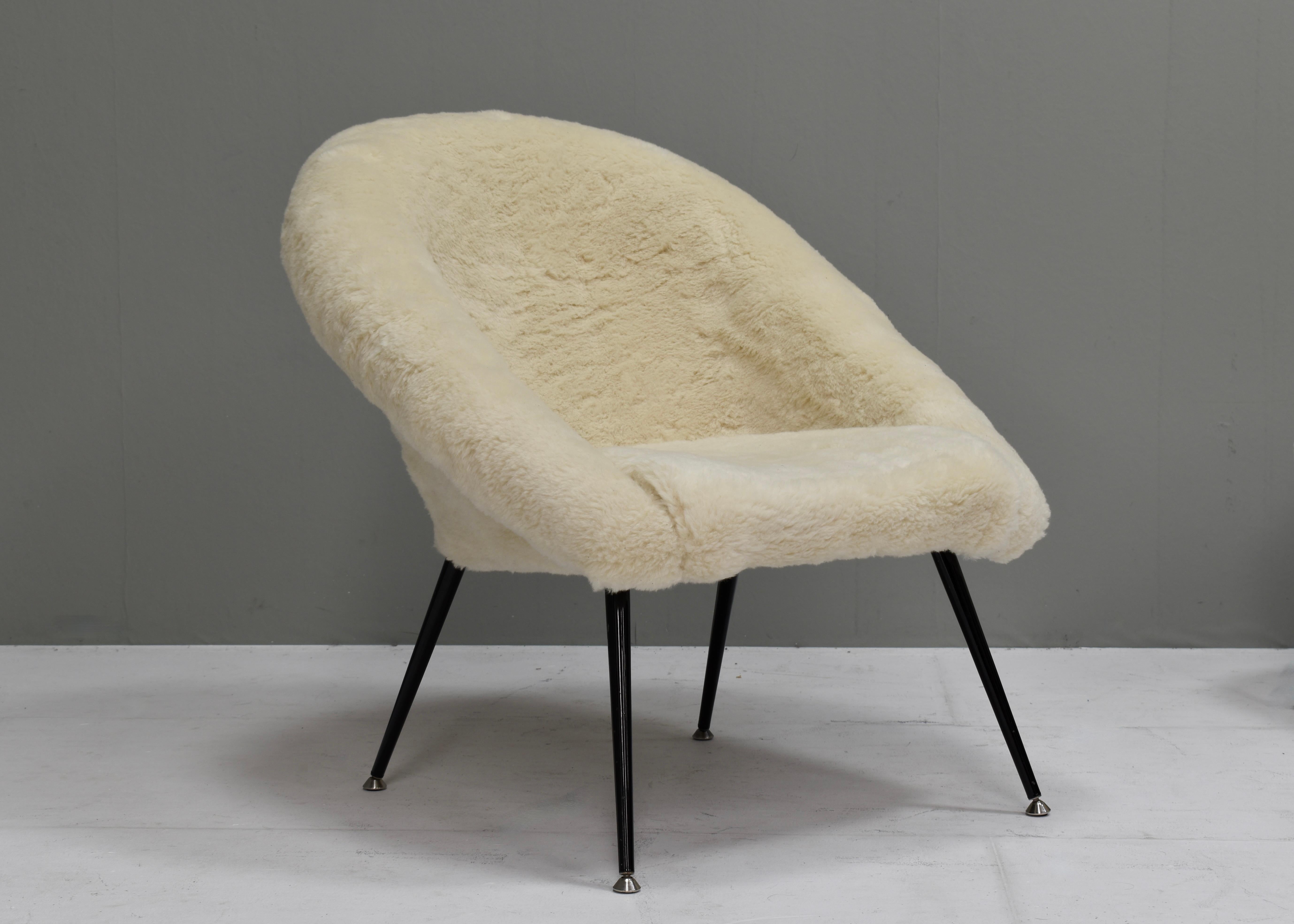 Sheep Wool Armchair by or in the Manor Fritz Neth, Germany, circa 1970 3