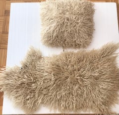 Sheep Wool Pillow and Rug Log Cabin Decor