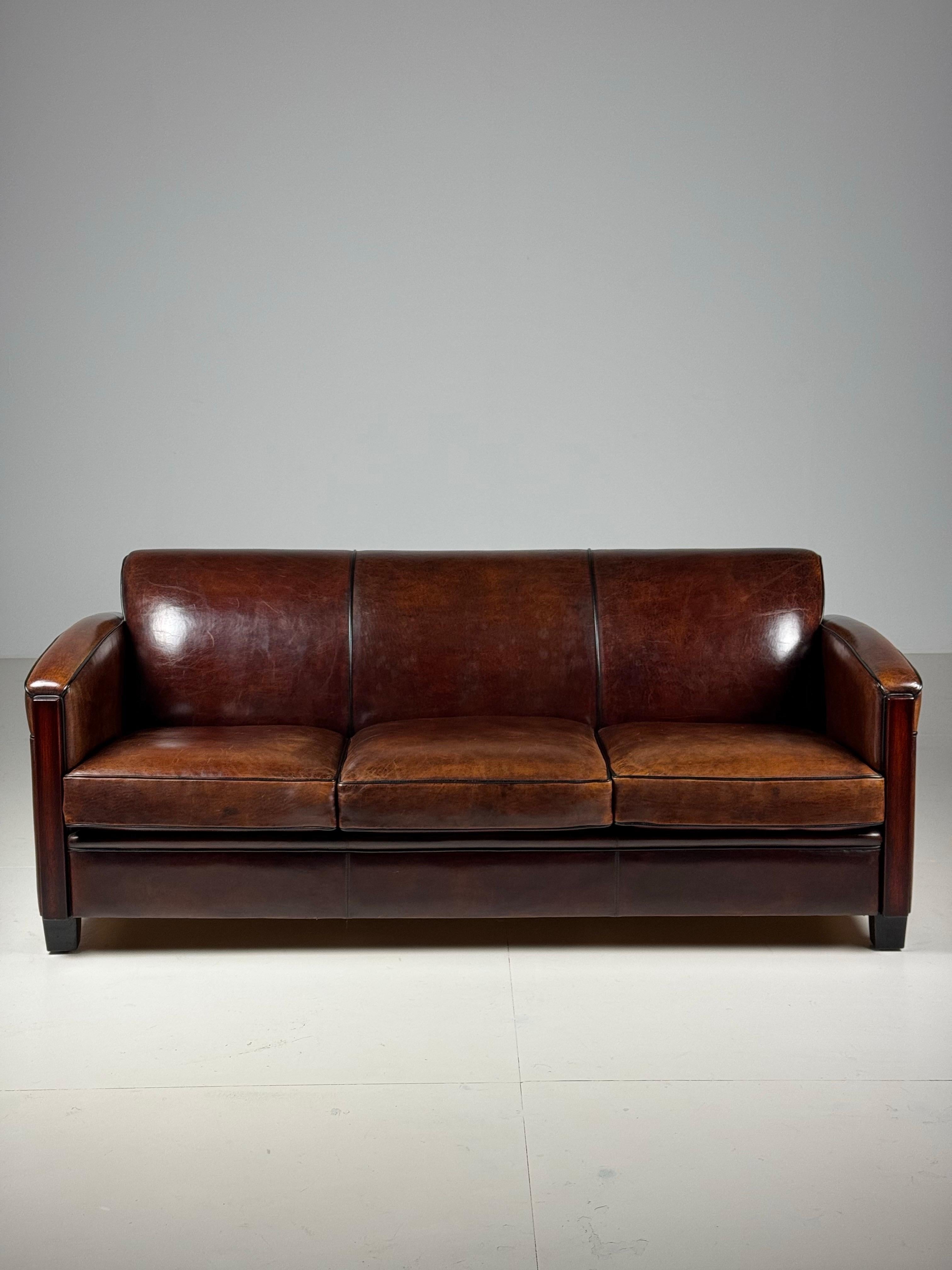 Sofa aus Schafsleder im Art Deco Stil im Angebot 13