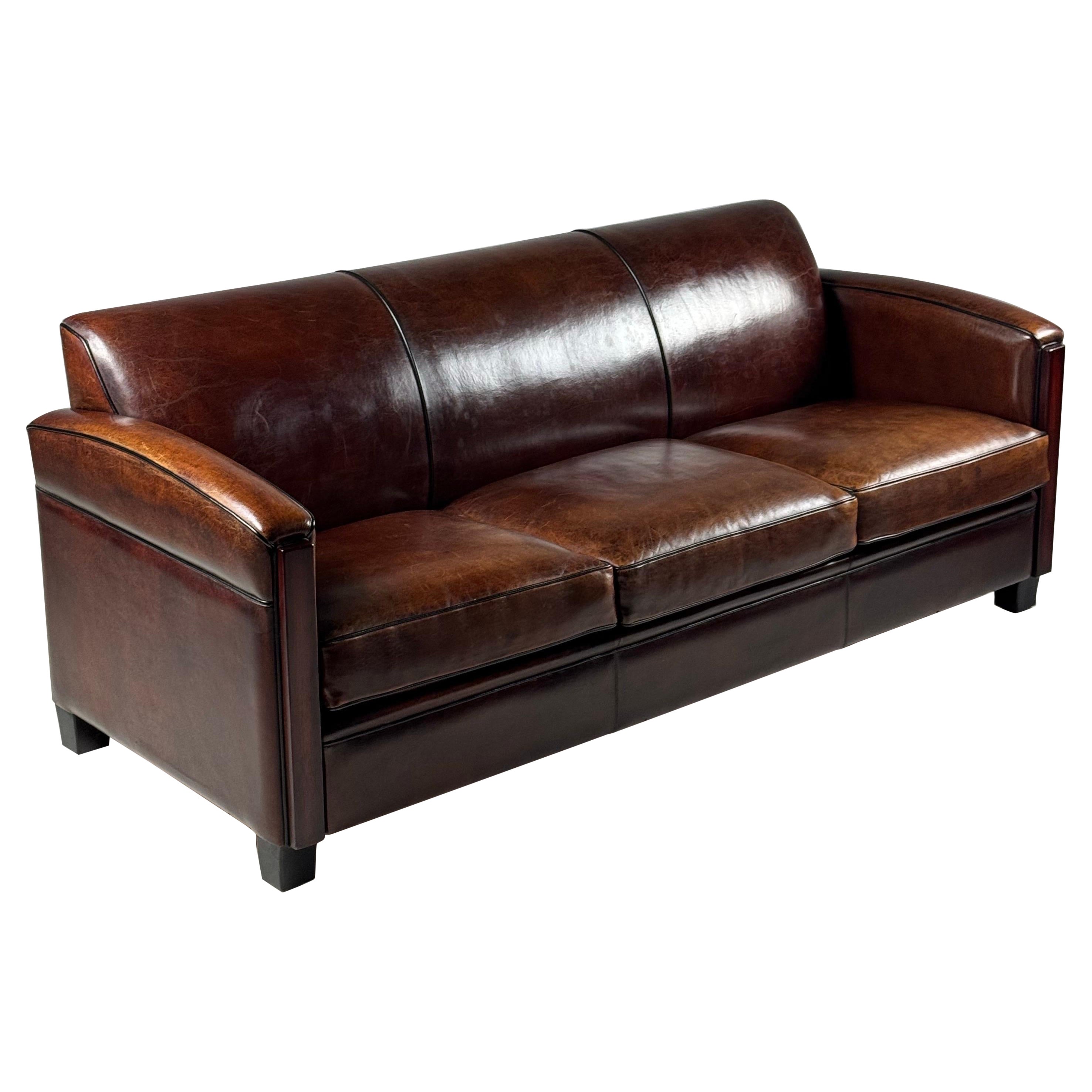 Sofá de piel de oveja estilo Art Déco