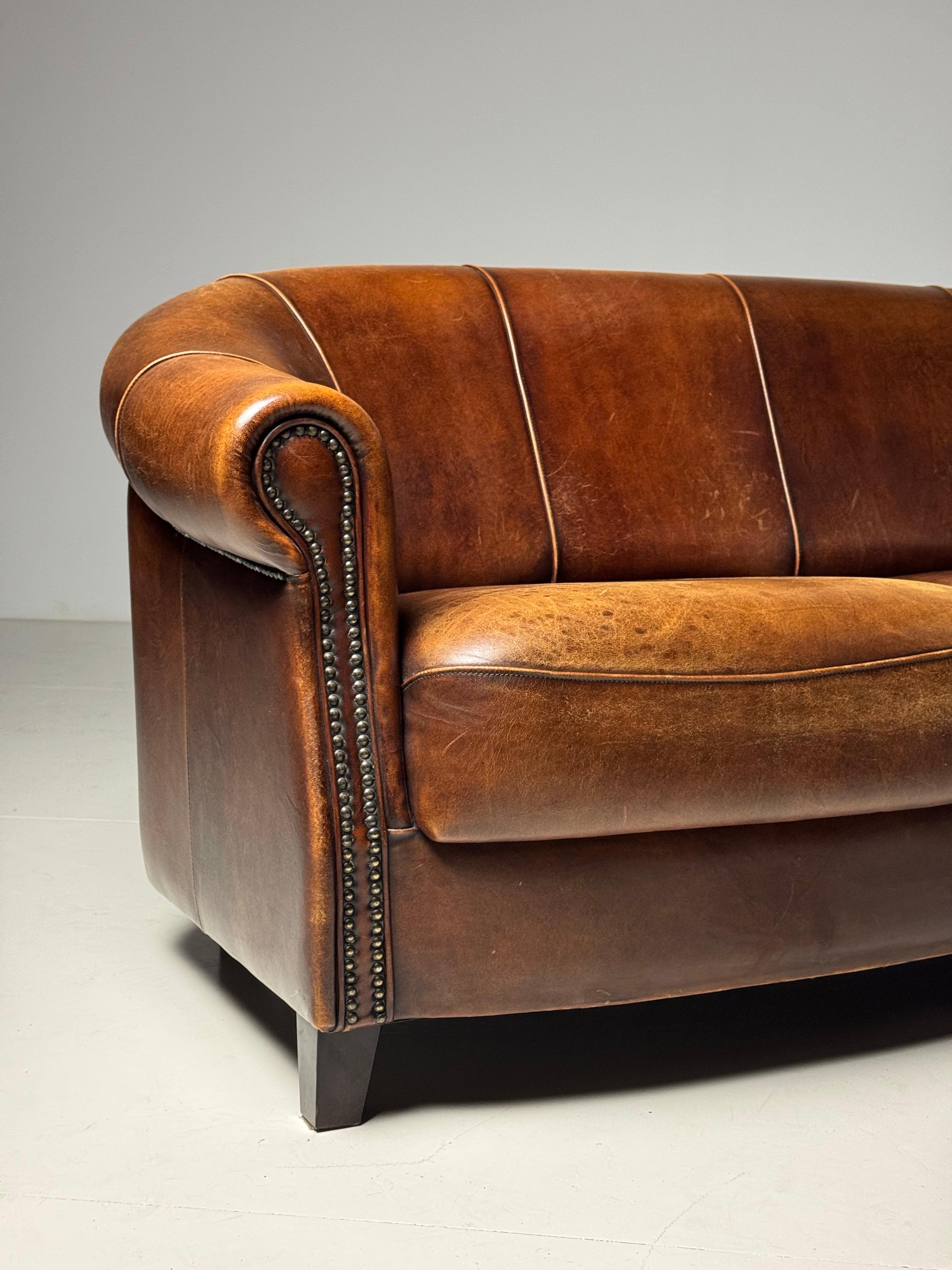 Sheep’s Leather Dutch Sofa For Sale 11