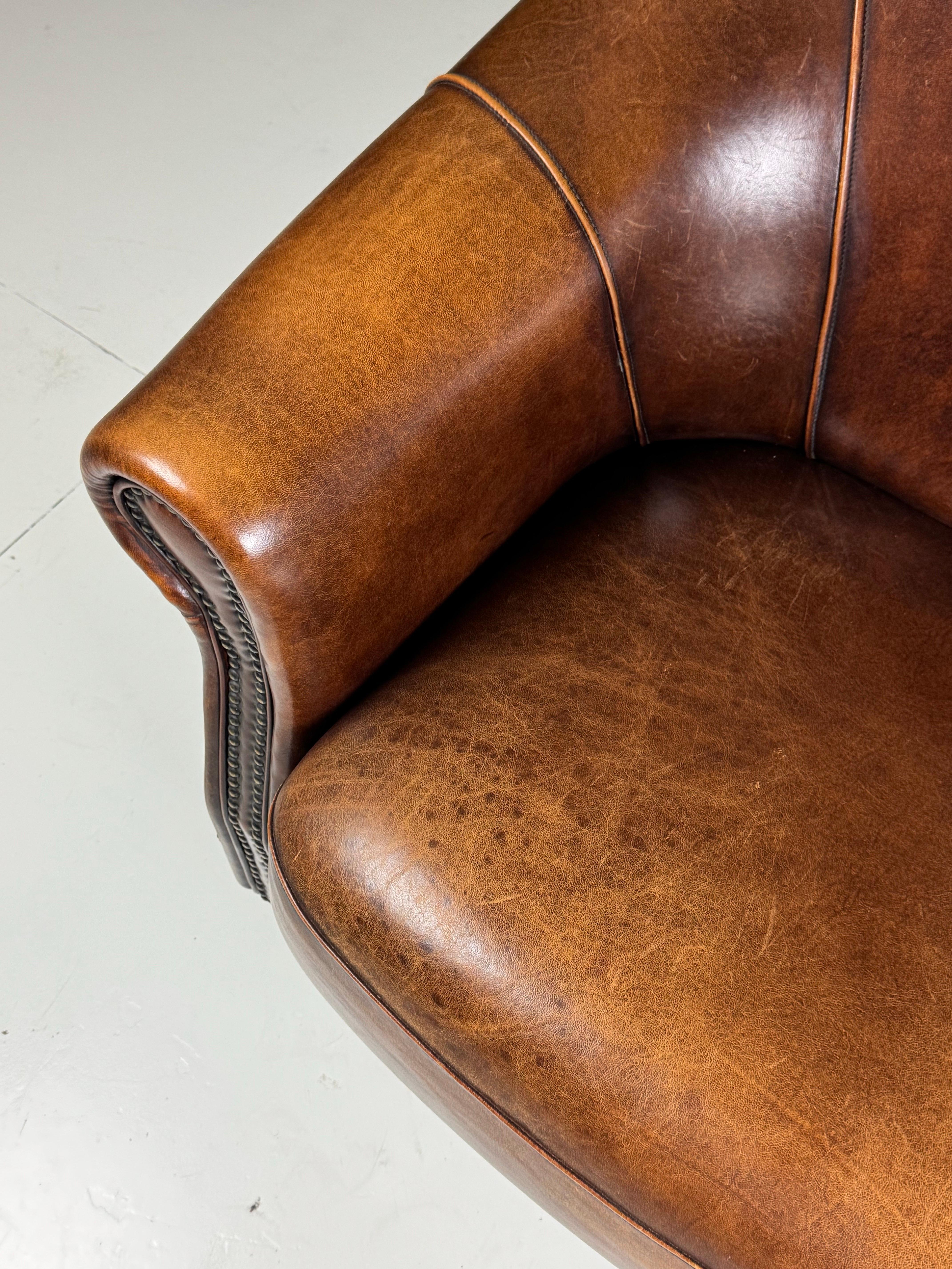 Sheep’s Leather Dutch Sofa In Good Condition For Sale In MILL, NL