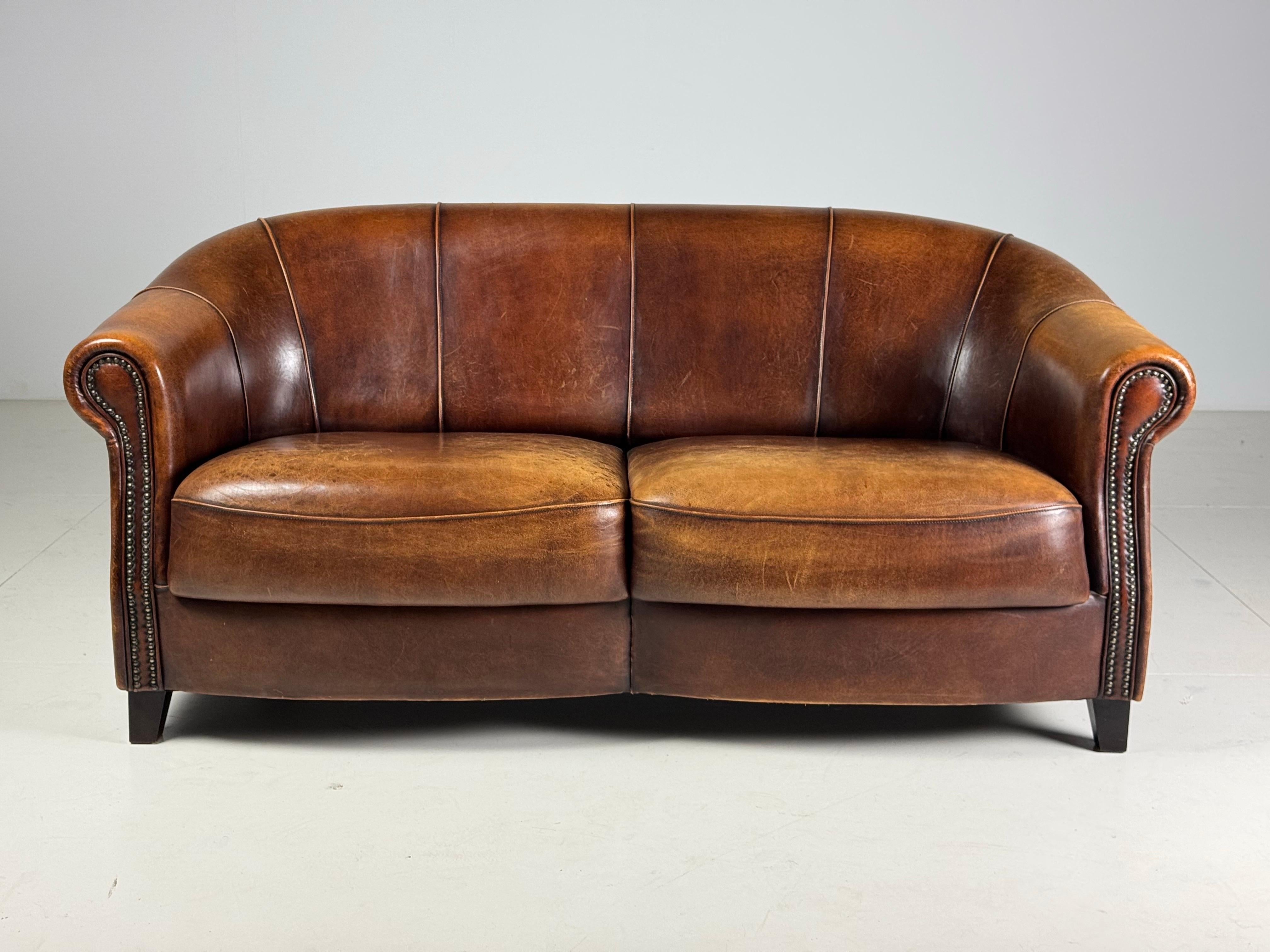 Sheep’s Leather Dutch Sofa For Sale 5