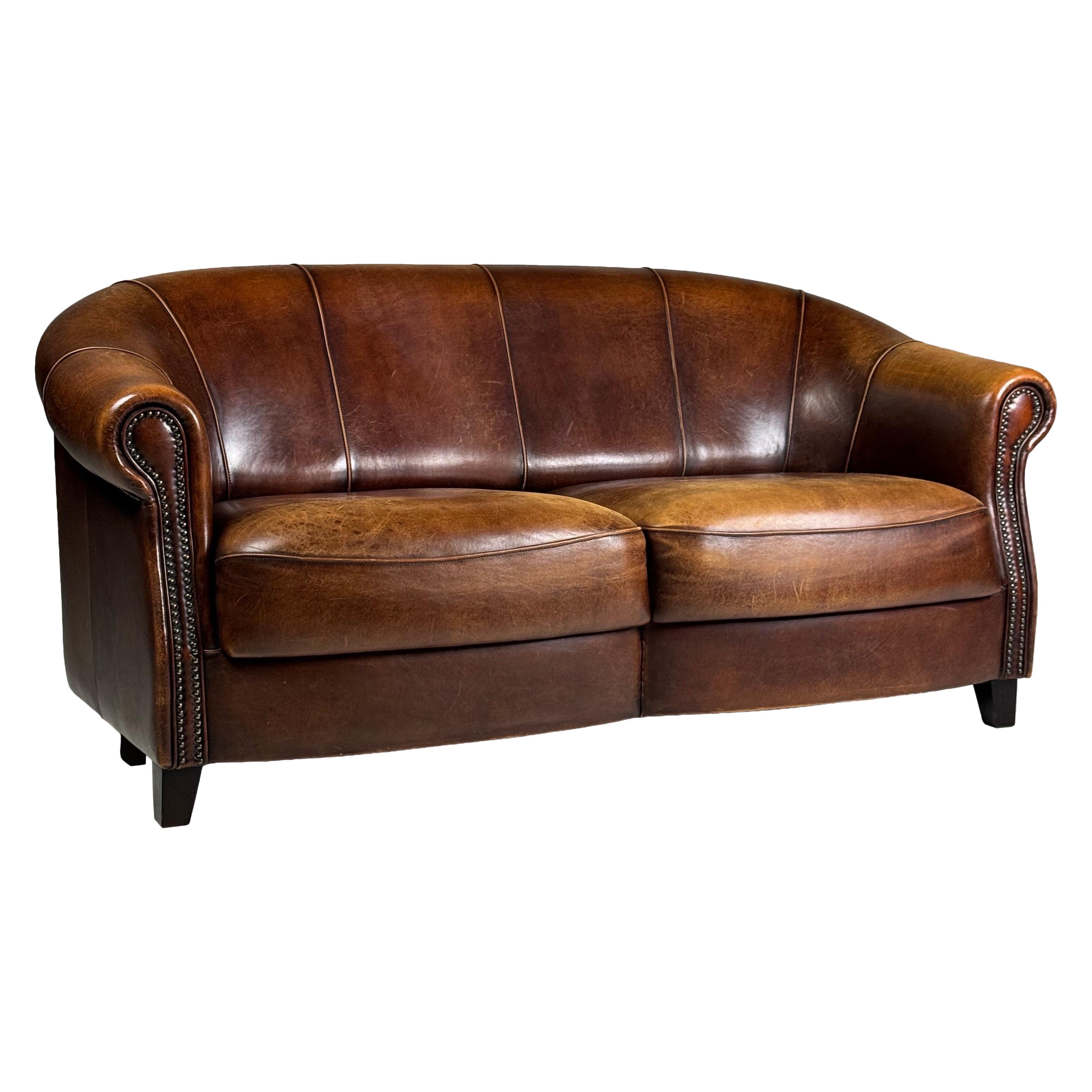Sheep’s Leather Dutch Sofa For Sale