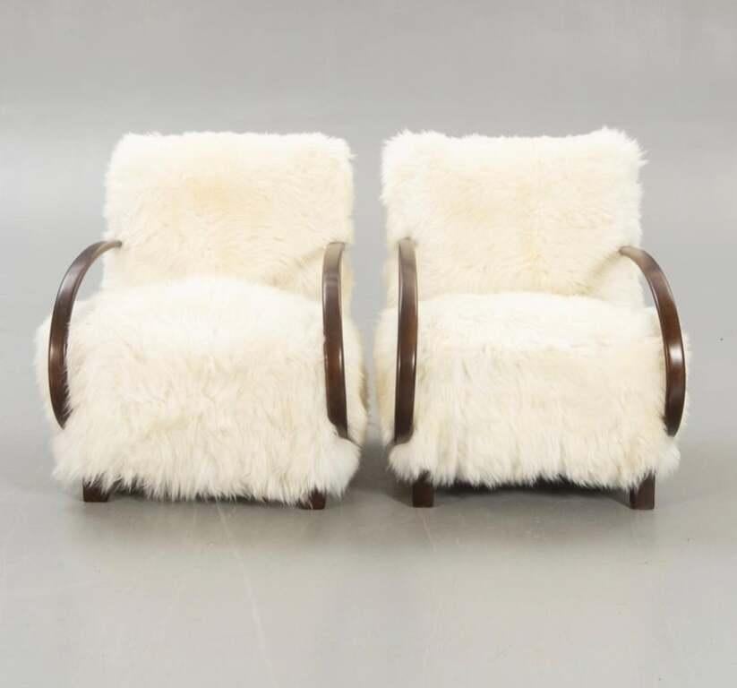 European Sheepskin, 1950s Swedish Armchairs For Sale