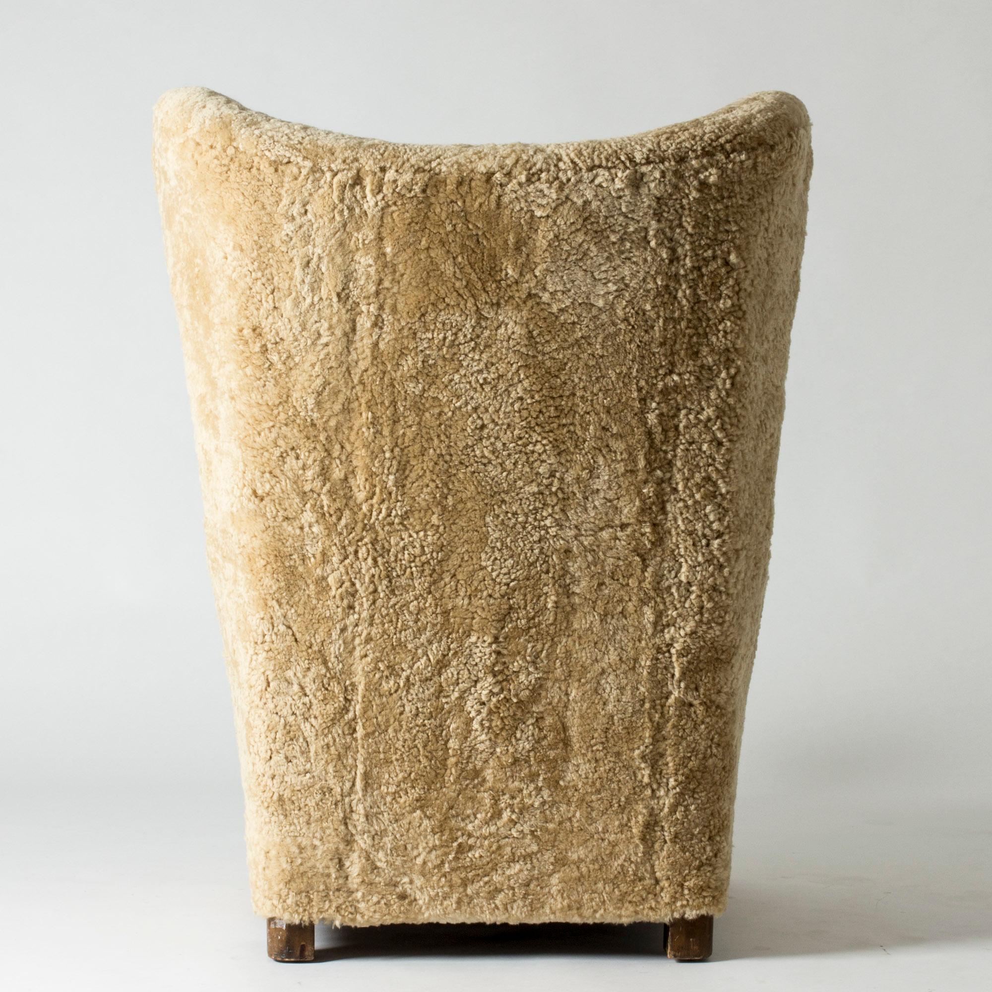 Sheepskin Armchair/Lounge Chair from Fritz Hansen, Denmark, 1930s 2