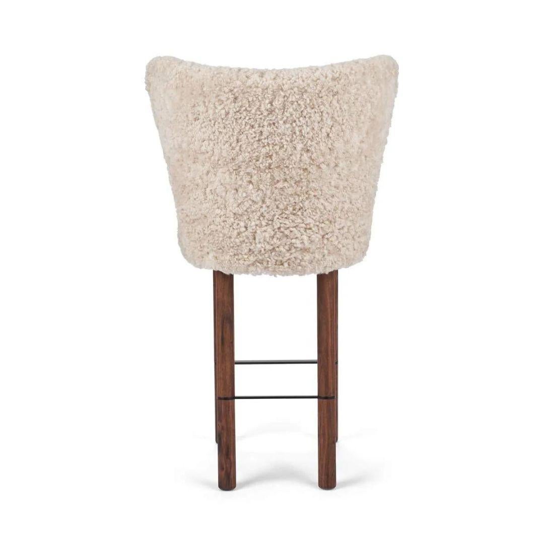 Sgabello da bar in pelle di pecora con struttura in Wood e Steele, Made in Denmark In condizioni Nuovo in vendita a Amsterdam, NL